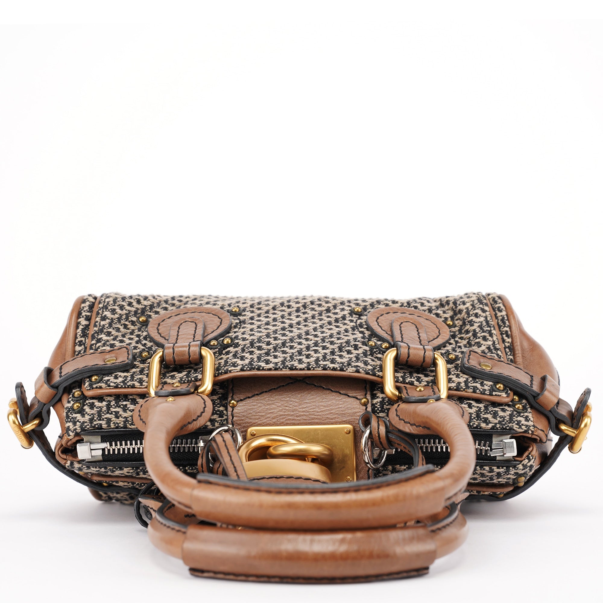 Grey Brown Tweed Paddington Shoulder Bag
