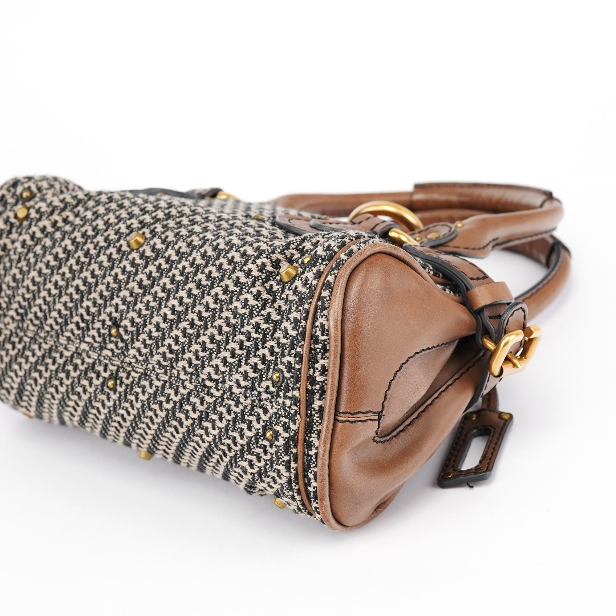 Grey Brown Tweed Paddington Shoulder Bag