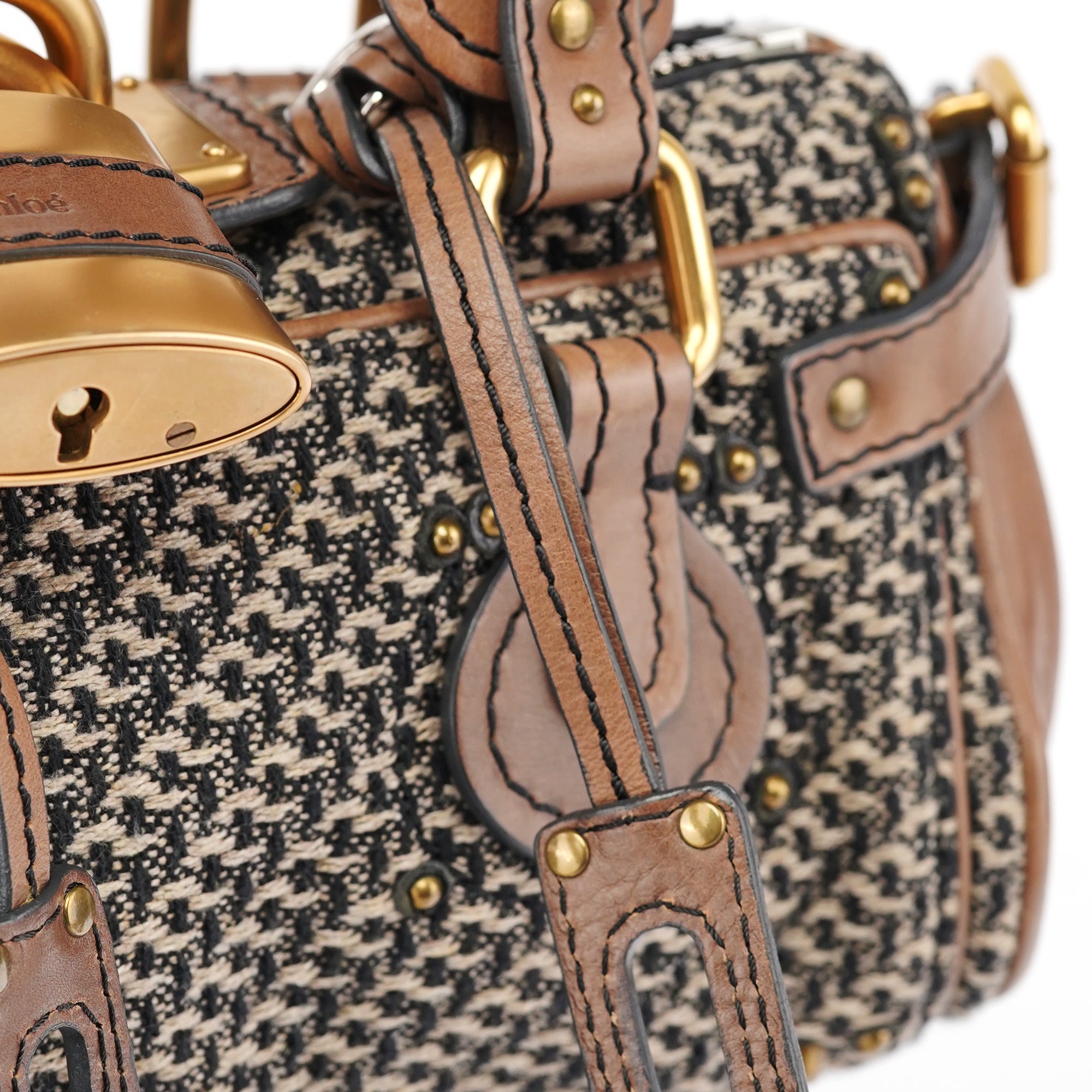 Grey Brown Tweed Paddington Shoulder Bag