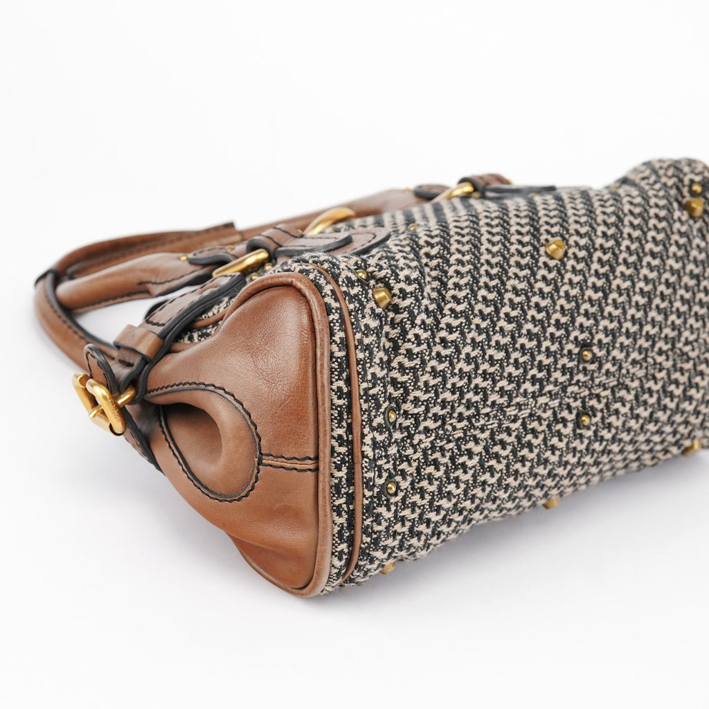 Grey Brown Tweed Paddington Shoulder Bag