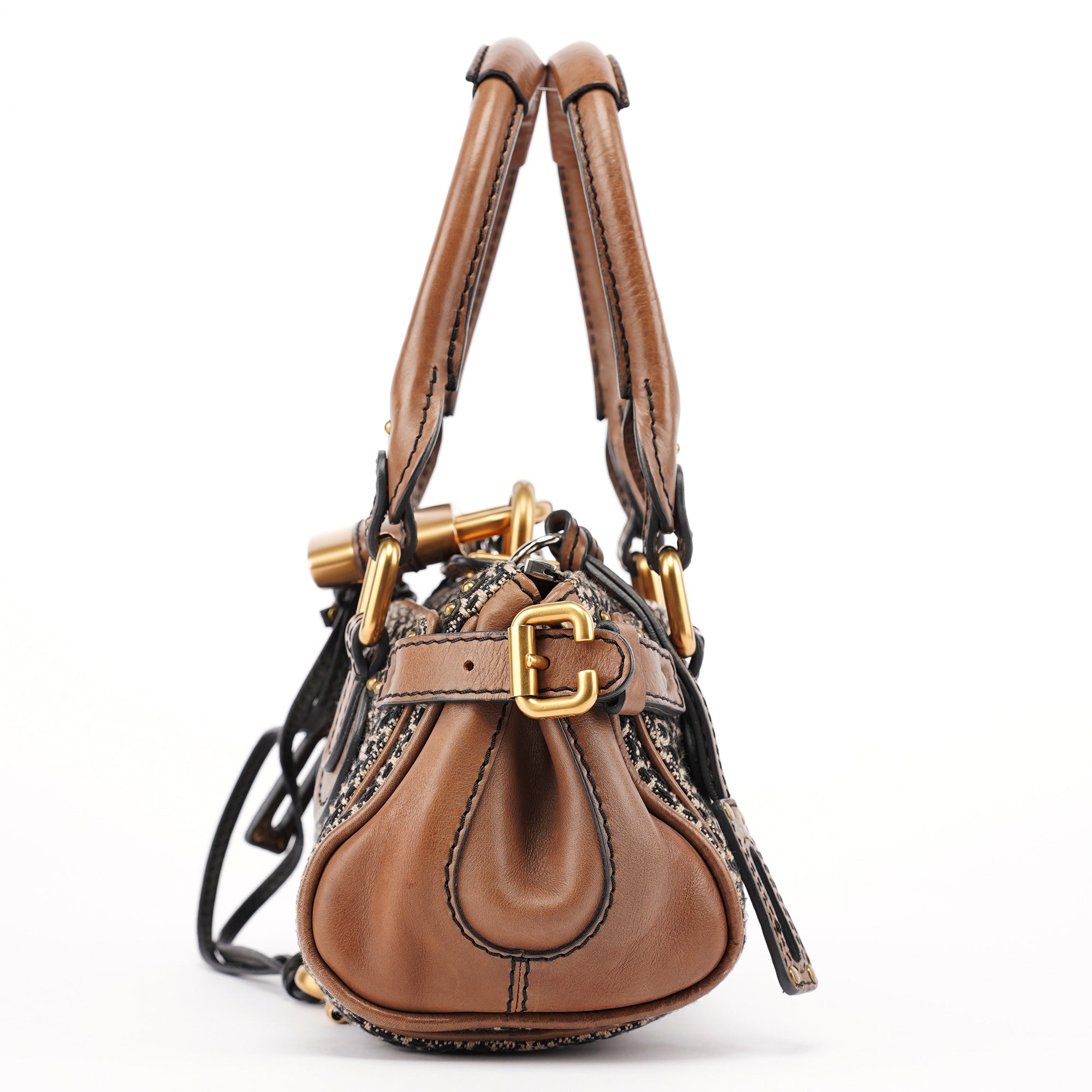 Grey Brown Tweed Paddington Shoulder Bag