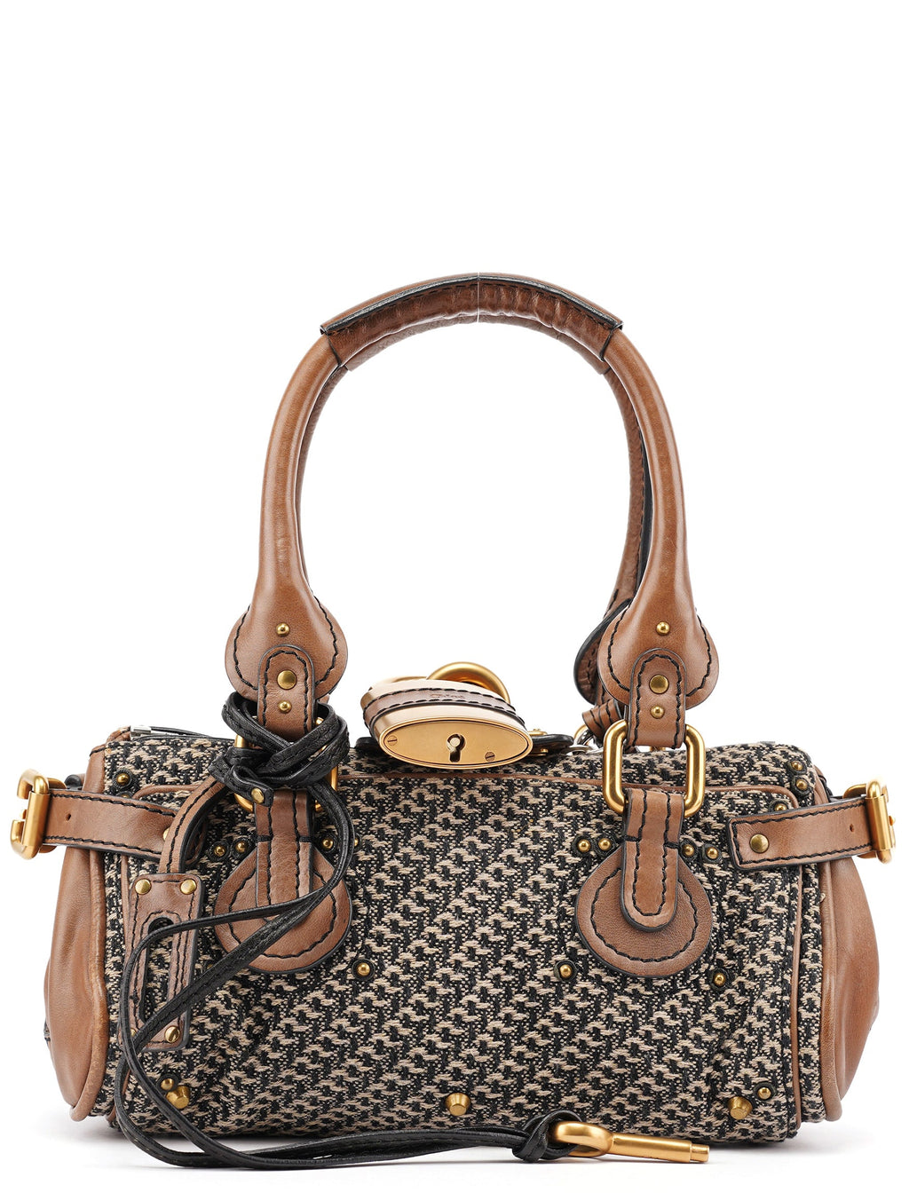 Grey Brown Tweed Paddington Shoulder Bag
