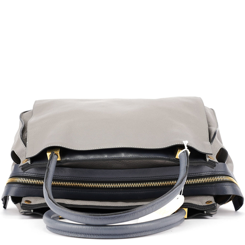Grey Lambskin Leather Tote Bag