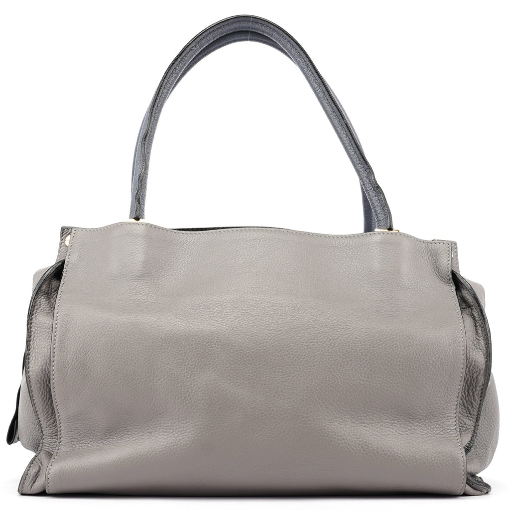 Grey Lambskin Leather Tote Bag