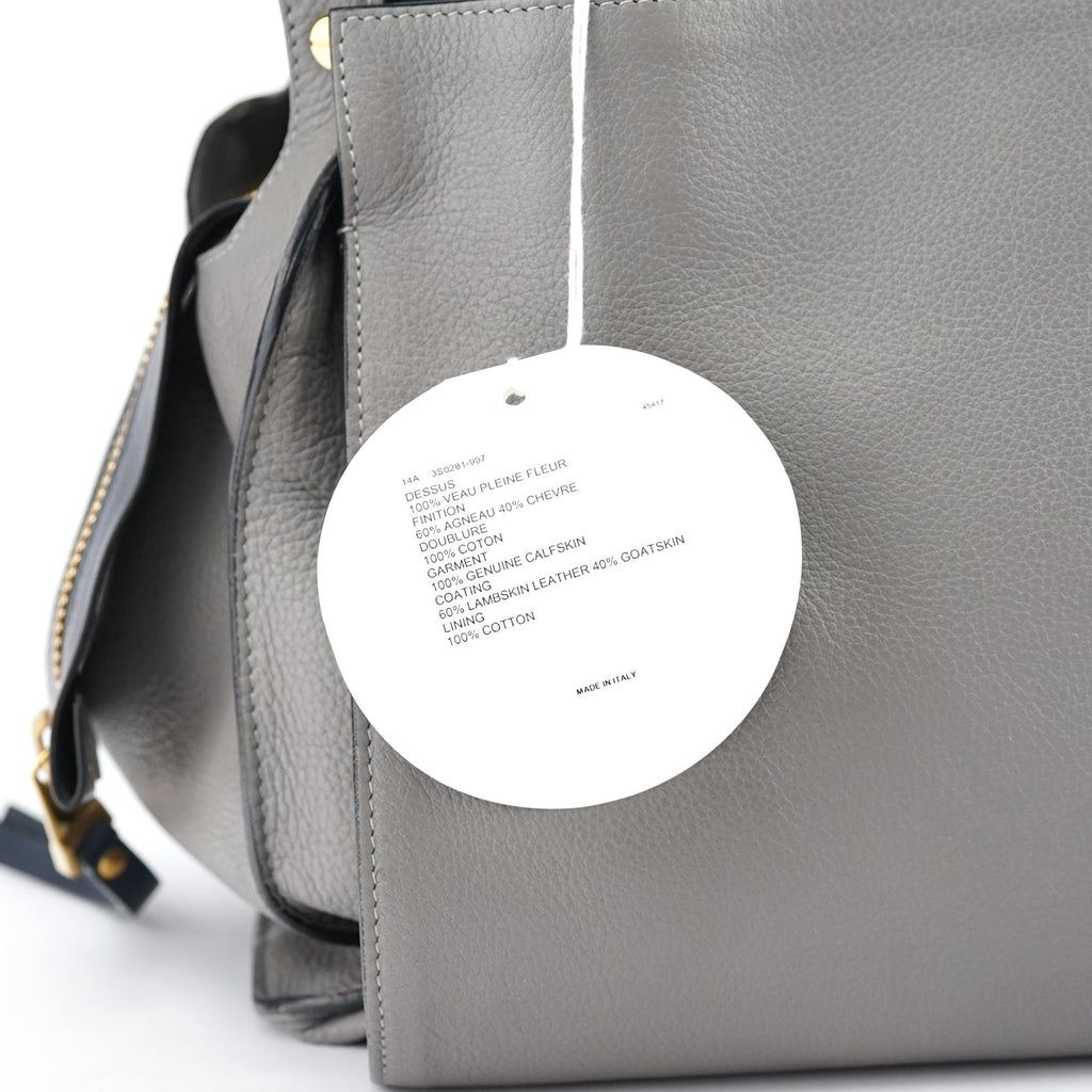 Grey Lambskin Leather Tote Bag