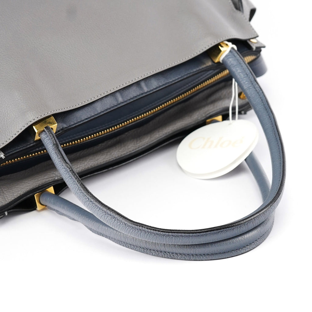 Grey Lambskin Leather Tote Bag