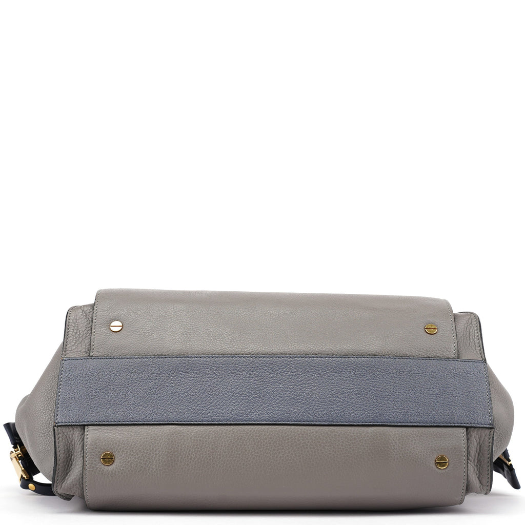 Grey Lambskin Leather Tote Bag