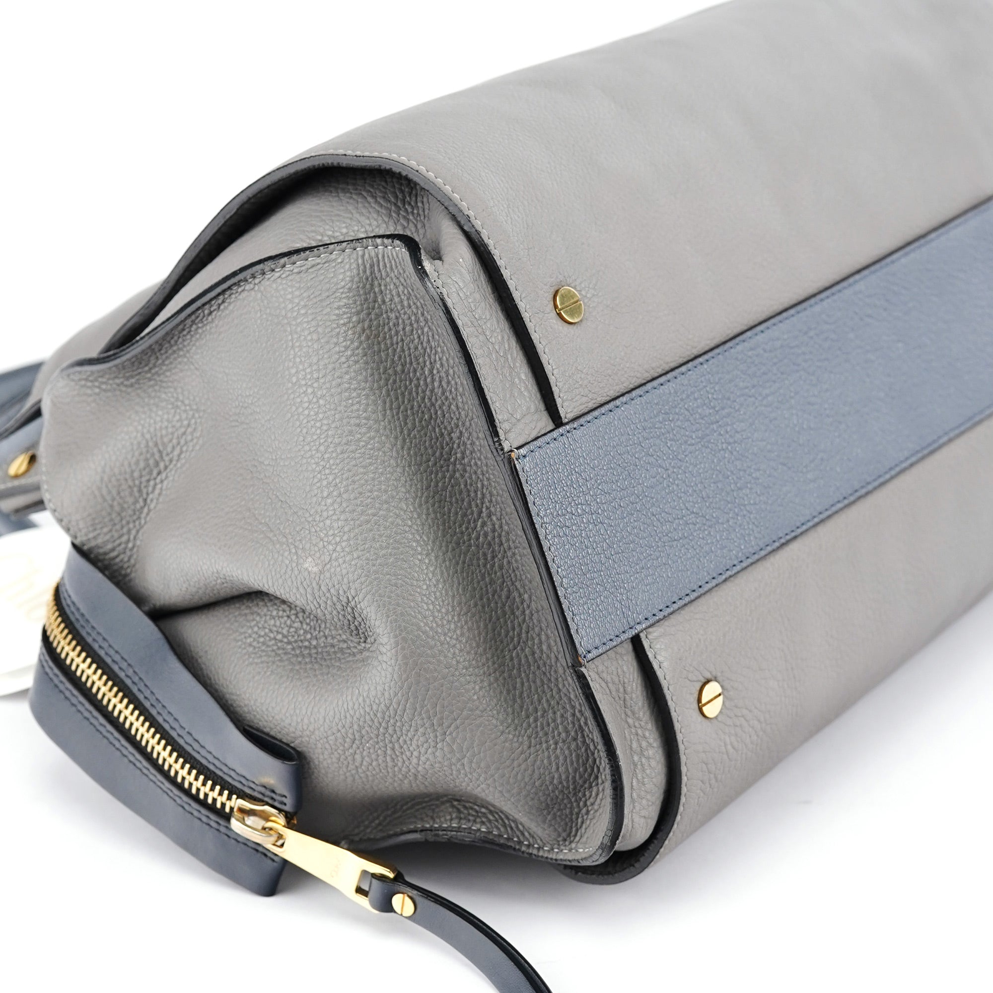 Grey Lambskin Leather Tote Bag