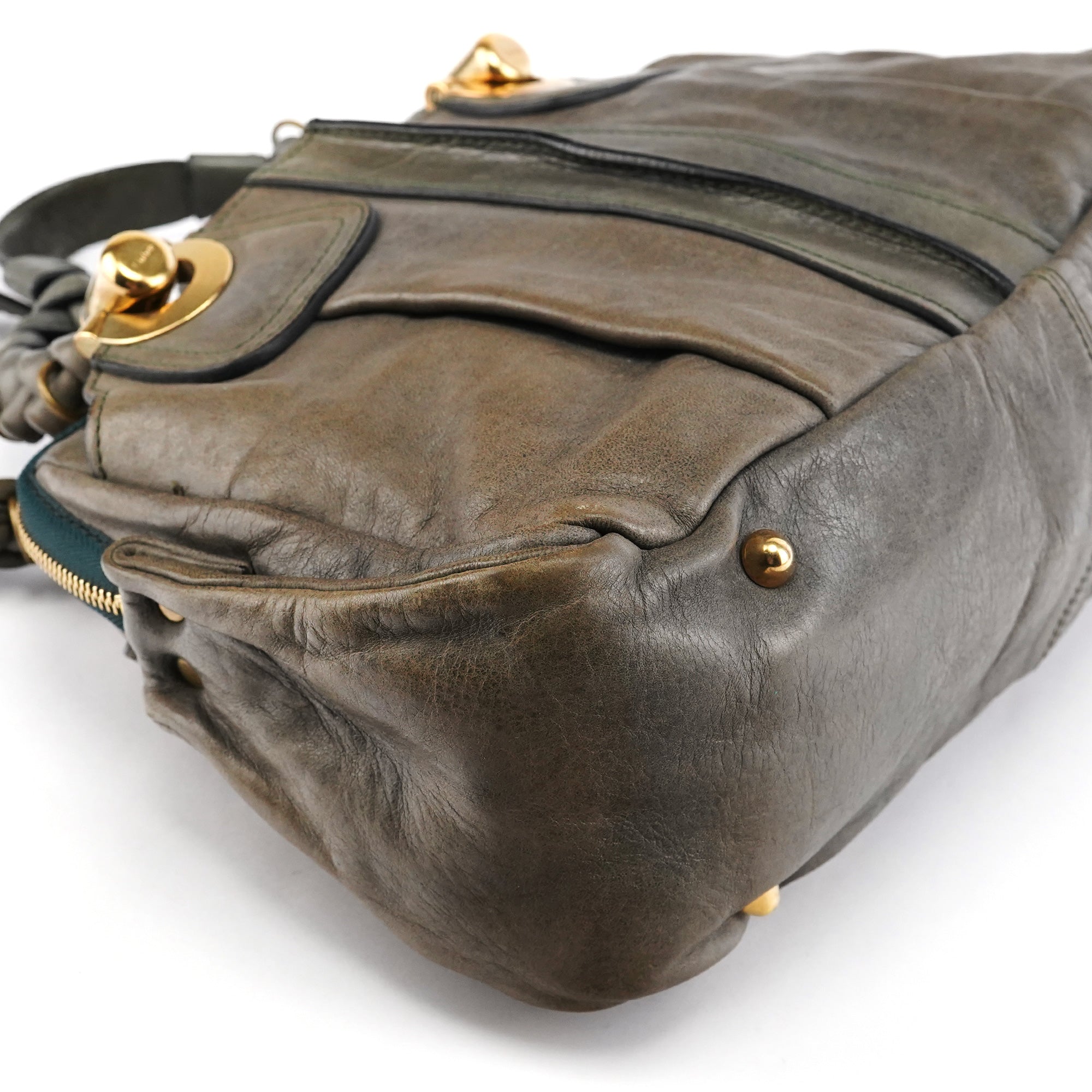 Grey Leather Heloise Tote Bag