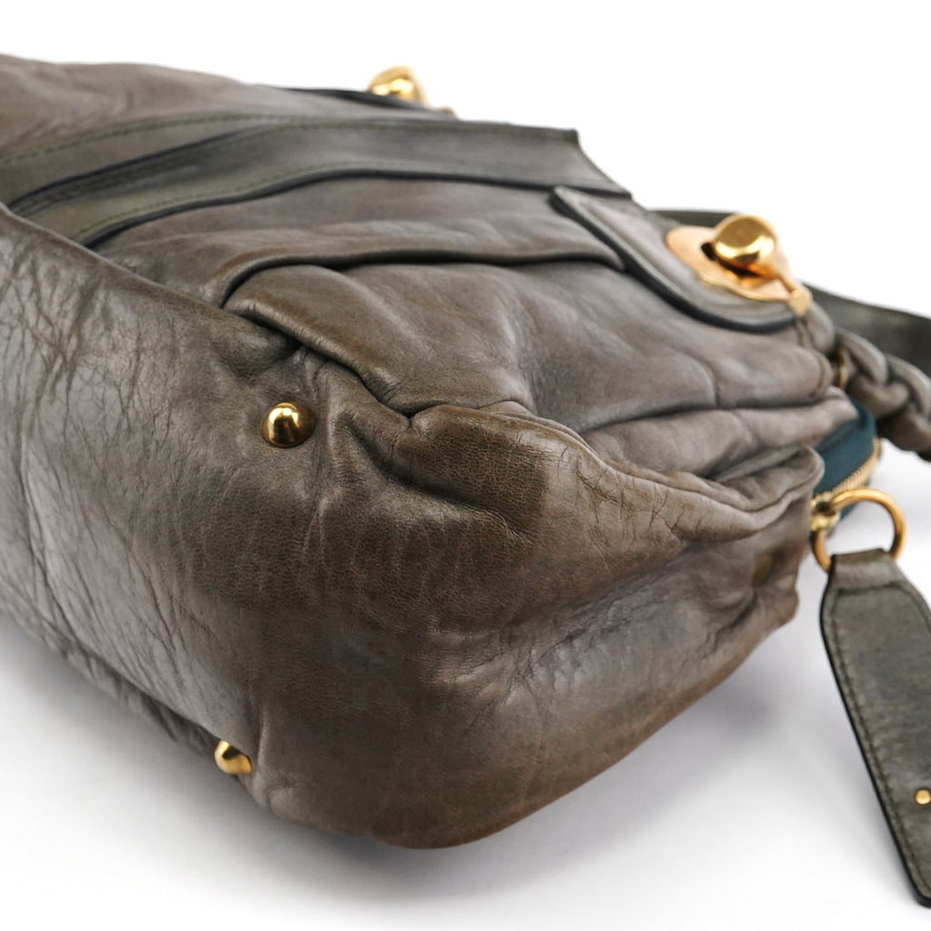 Grey Leather Heloise Tote Bag