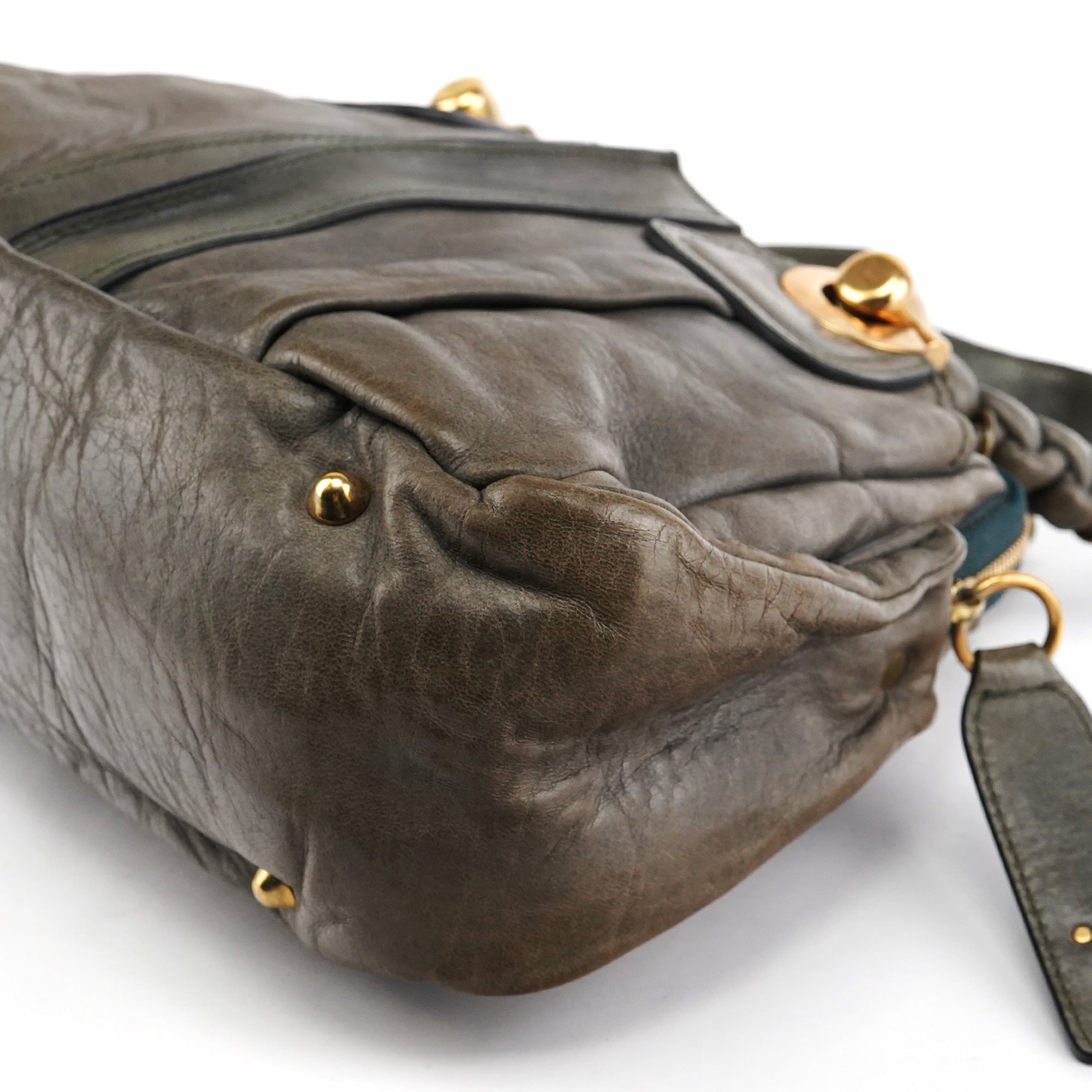 Grey Leather Heloise Tote Bag