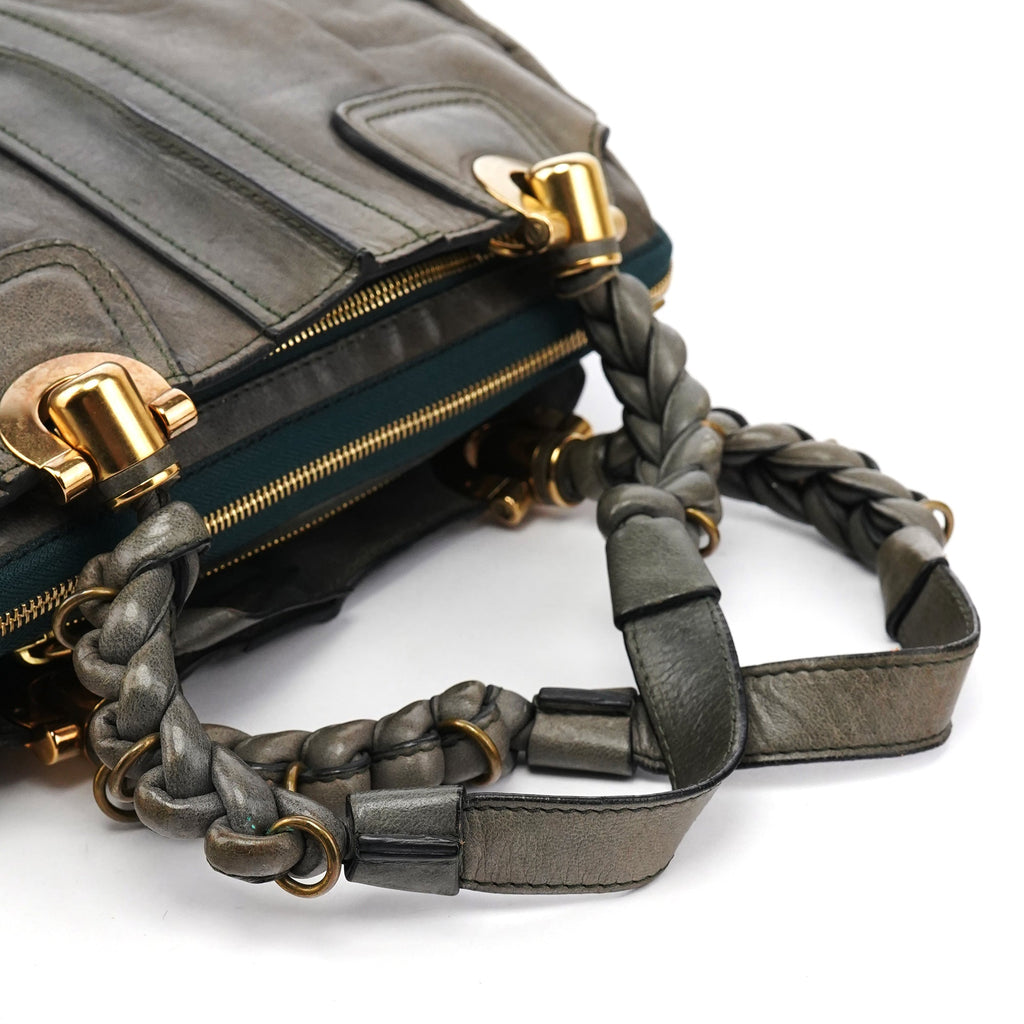 Grey Leather Heloise Tote Bag