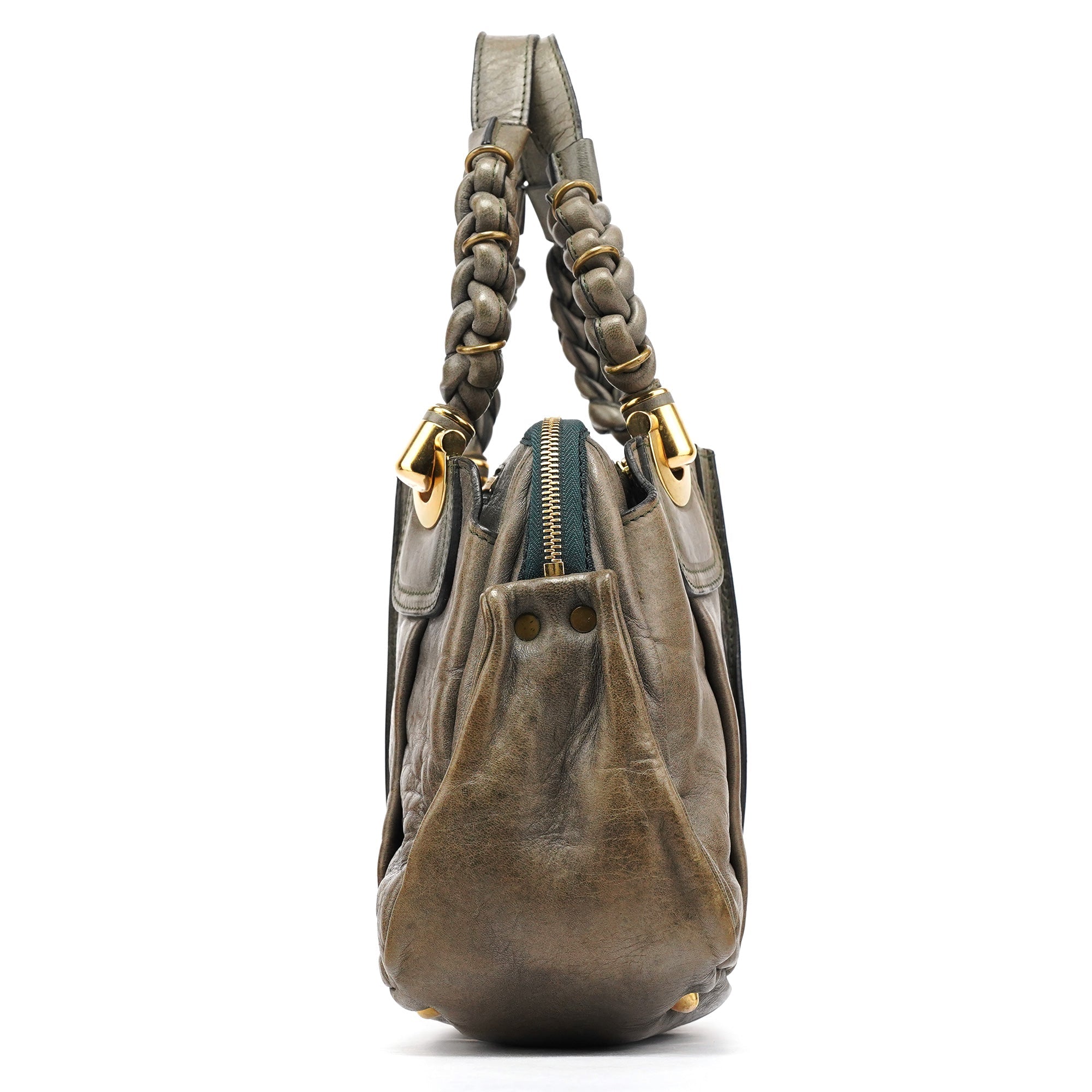 Grey Leather Heloise Tote Bag
