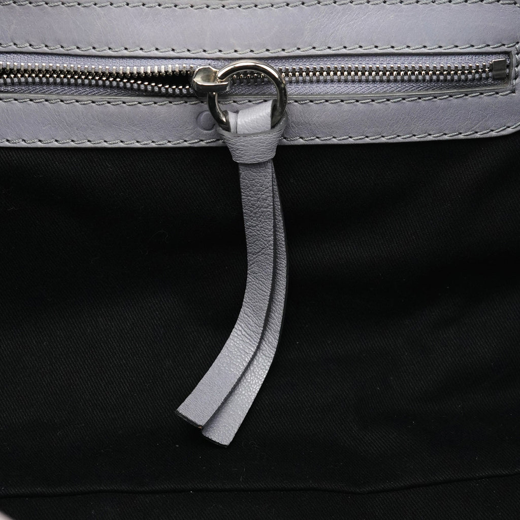 Grey Leather Kerala Tote Bag