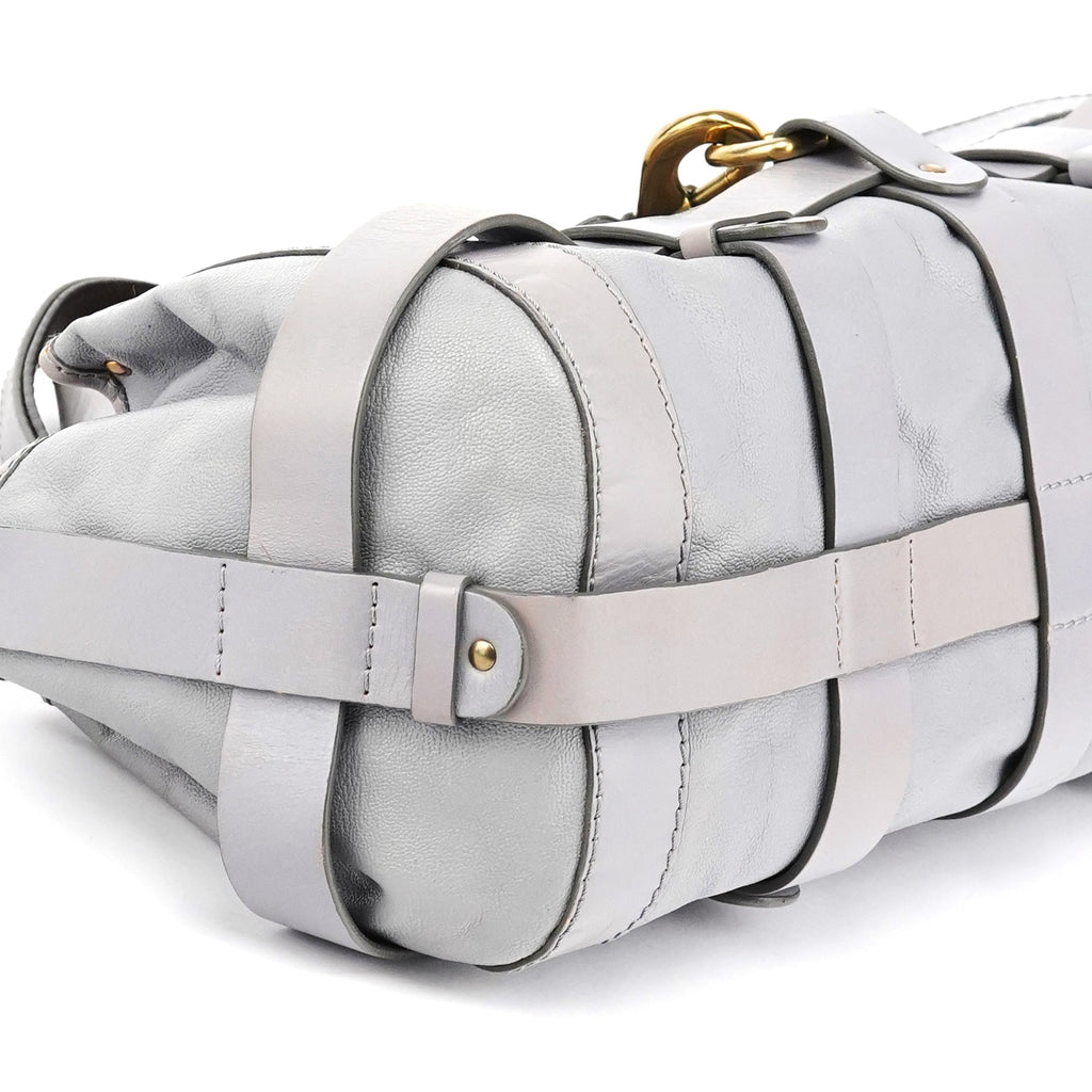 Grey Leather Kerala Tote Bag