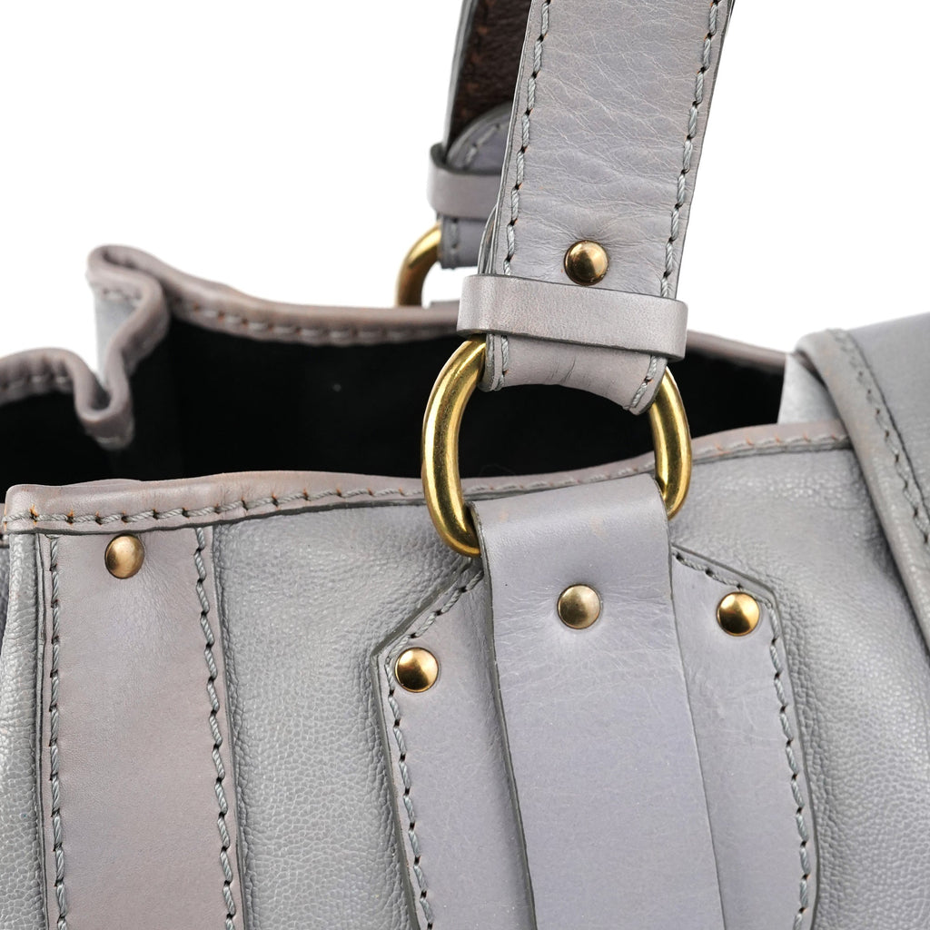 Grey Leather Kerala Tote Bag