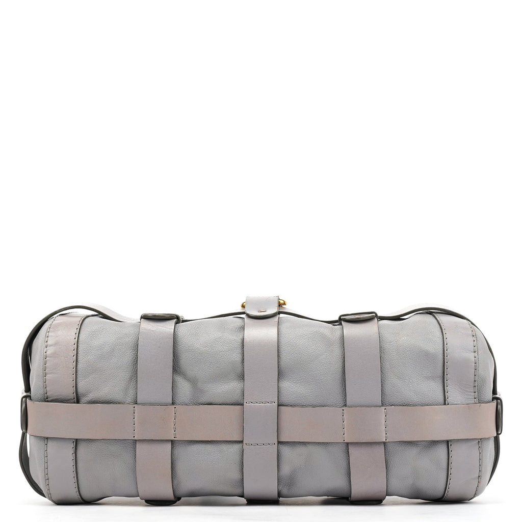 Grey Leather Kerala Tote Bag