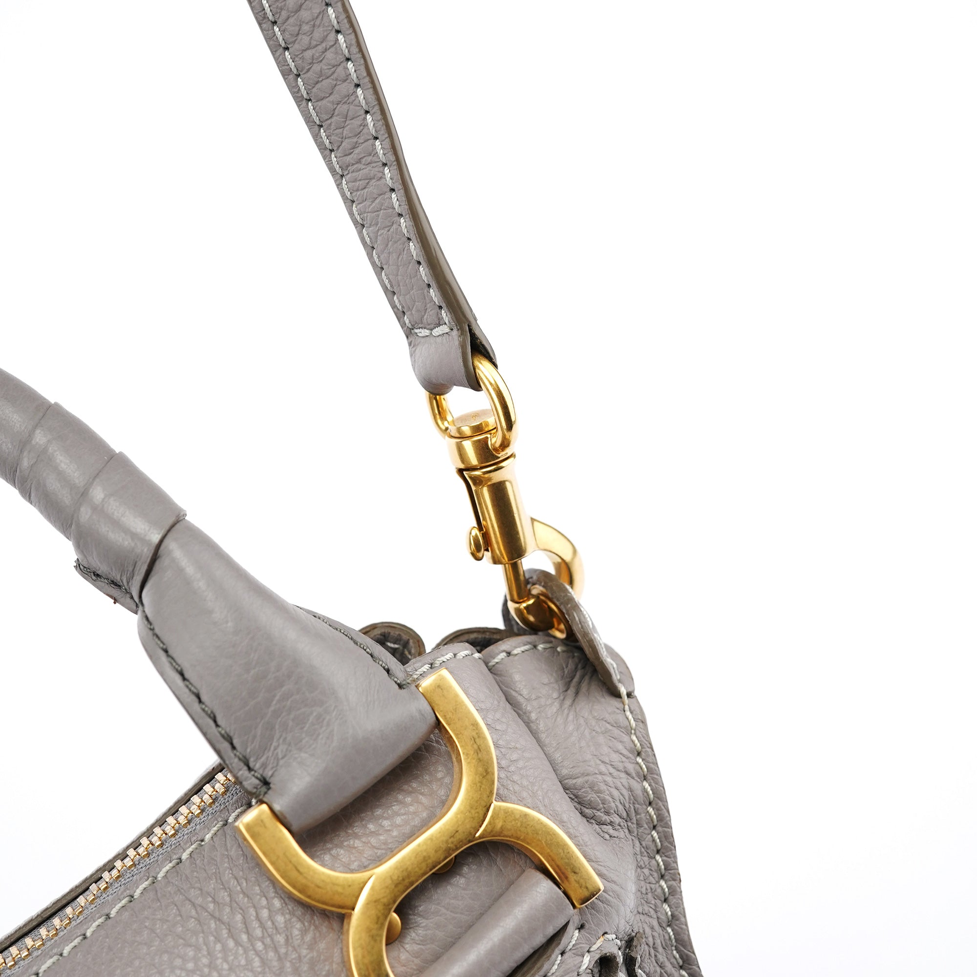 Grey Leather Marcie 2-Way Bag