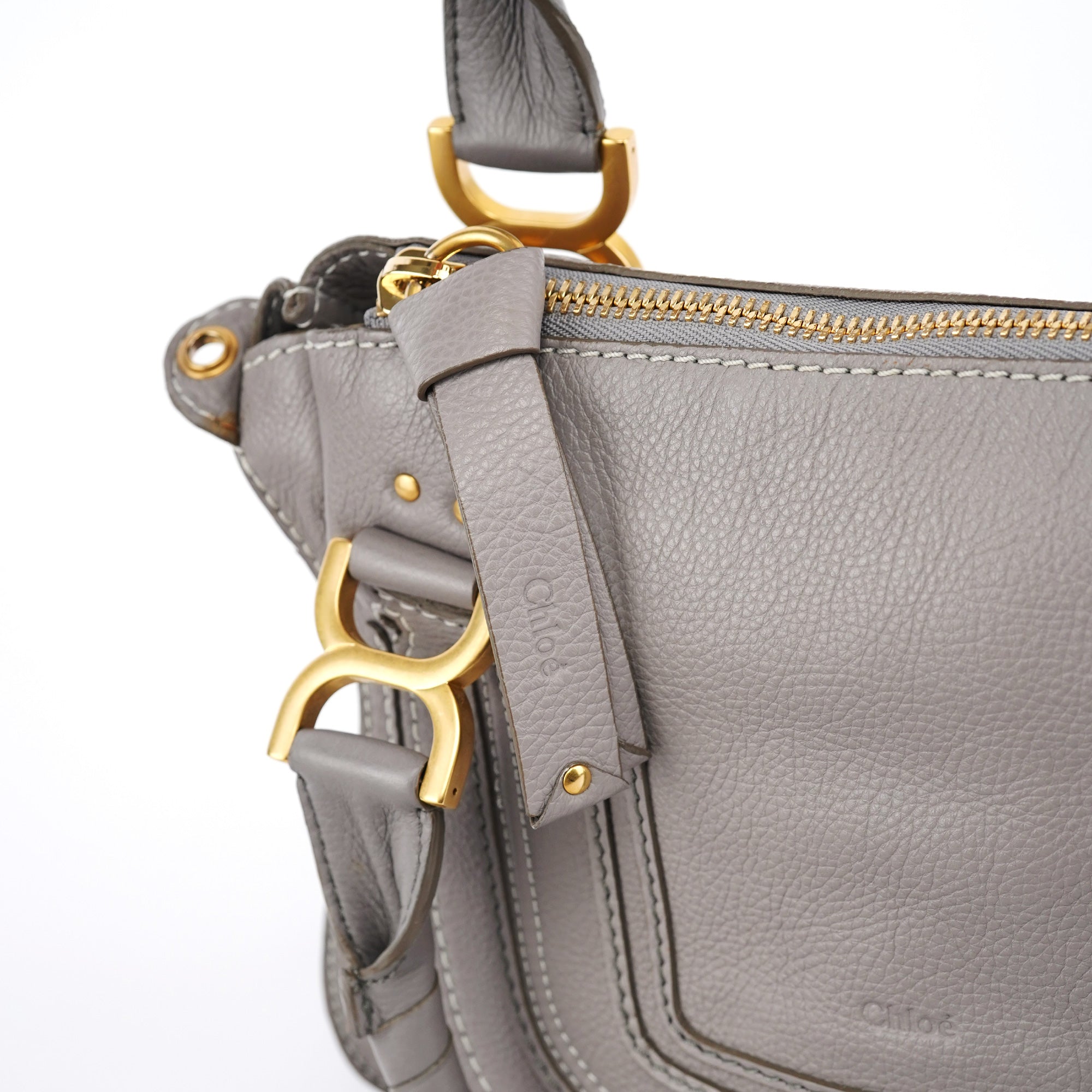 Grey Leather Marcie 2-Way Bag