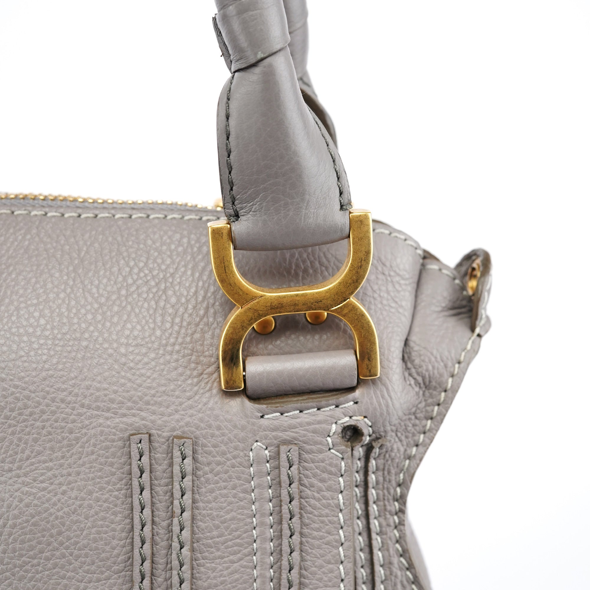 Grey Leather Marcie 2-Way Bag