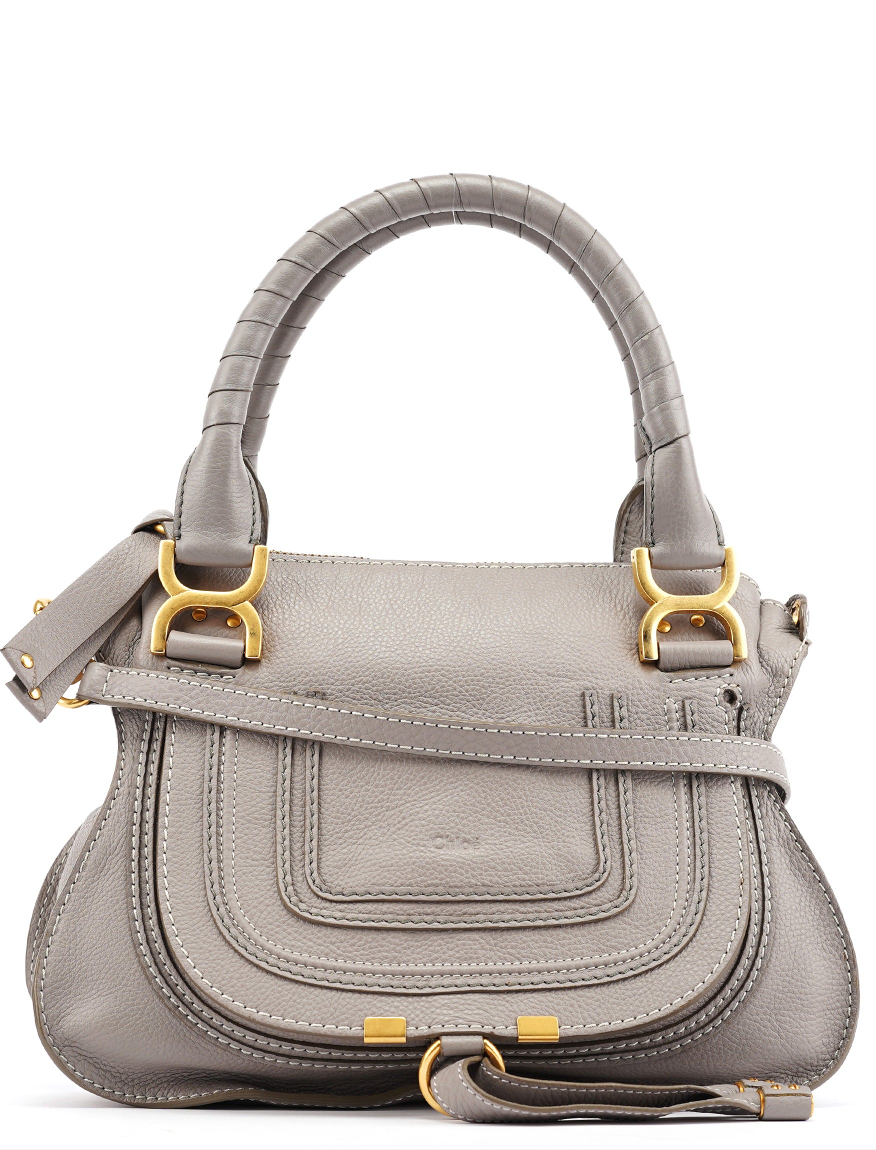 Grey Leather Marcie 2-Way Bag