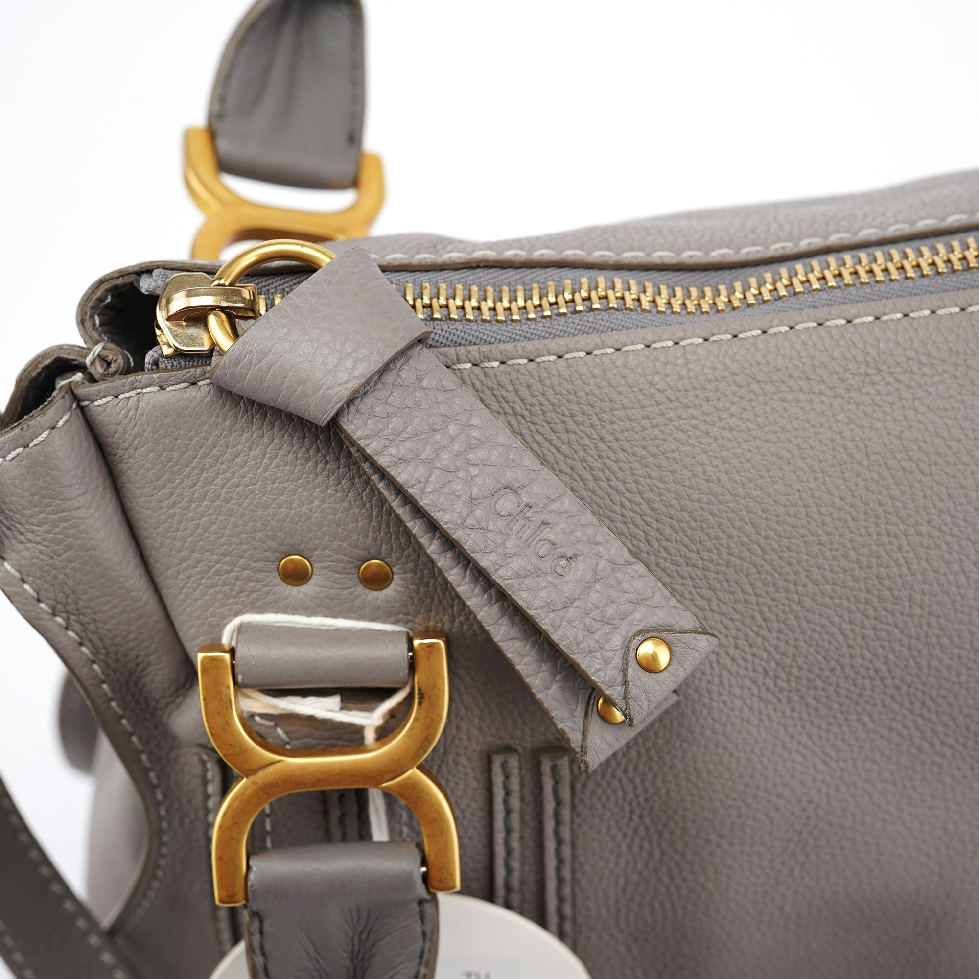 Grey Leather Marcie 2-Way Bag