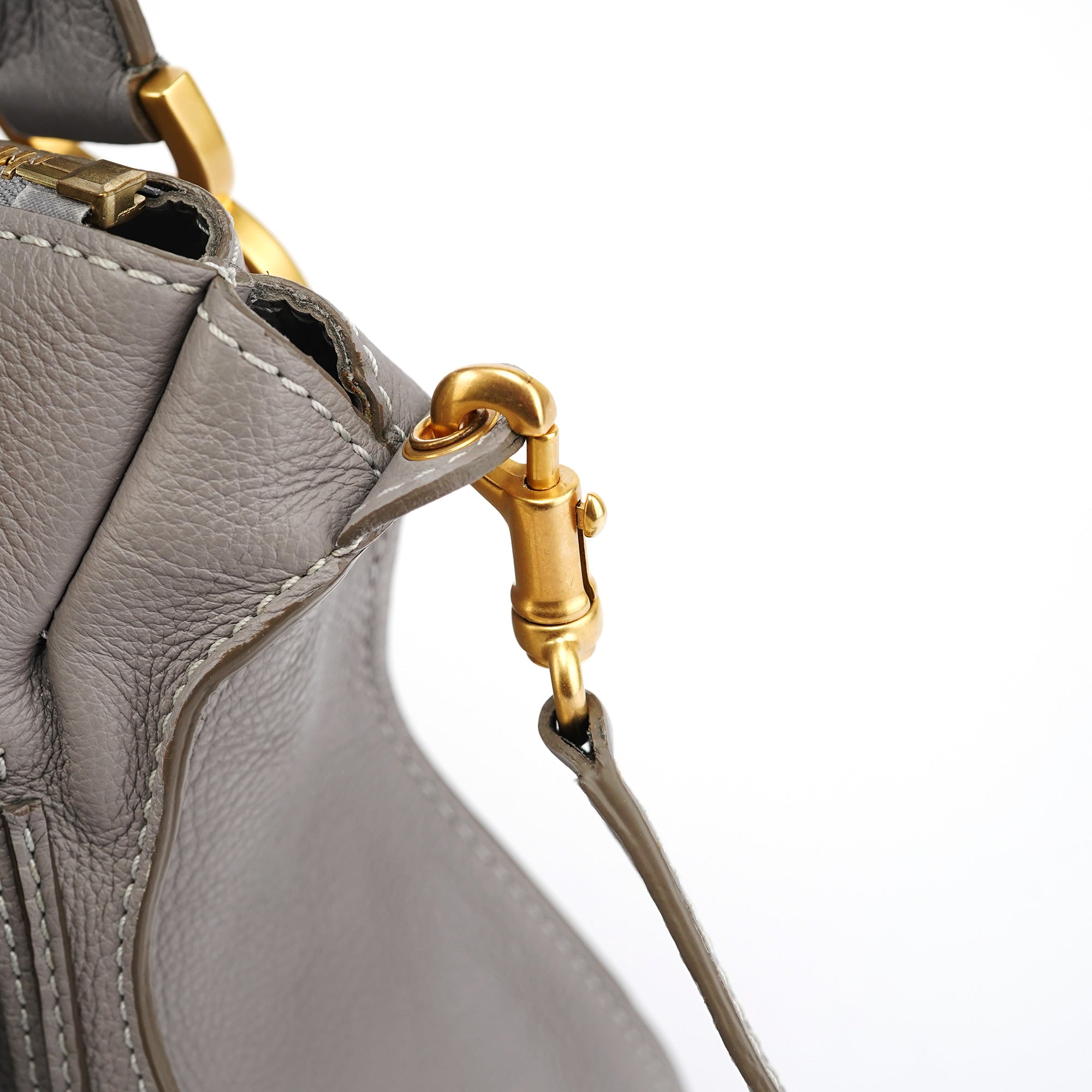Grey Leather Marcie 2-Way Bag