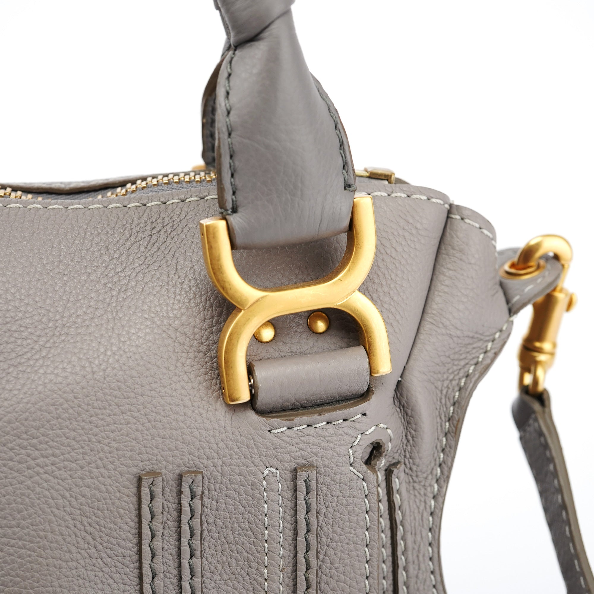 Grey Leather Marcie 2-Way Bag