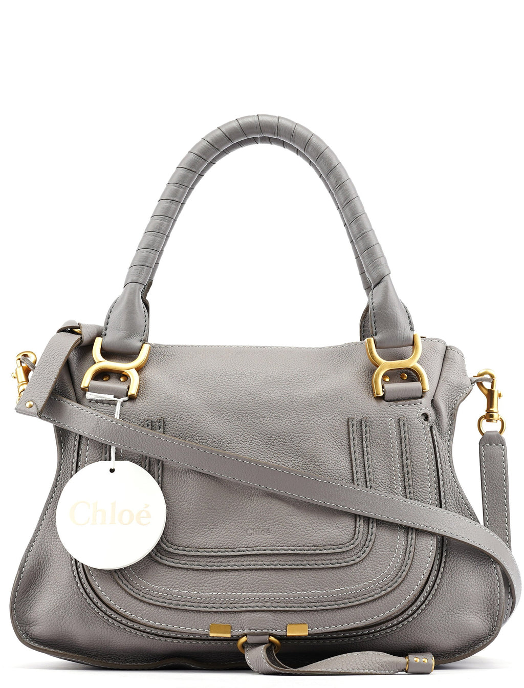 Grey Leather Marcie 2-Way Bag