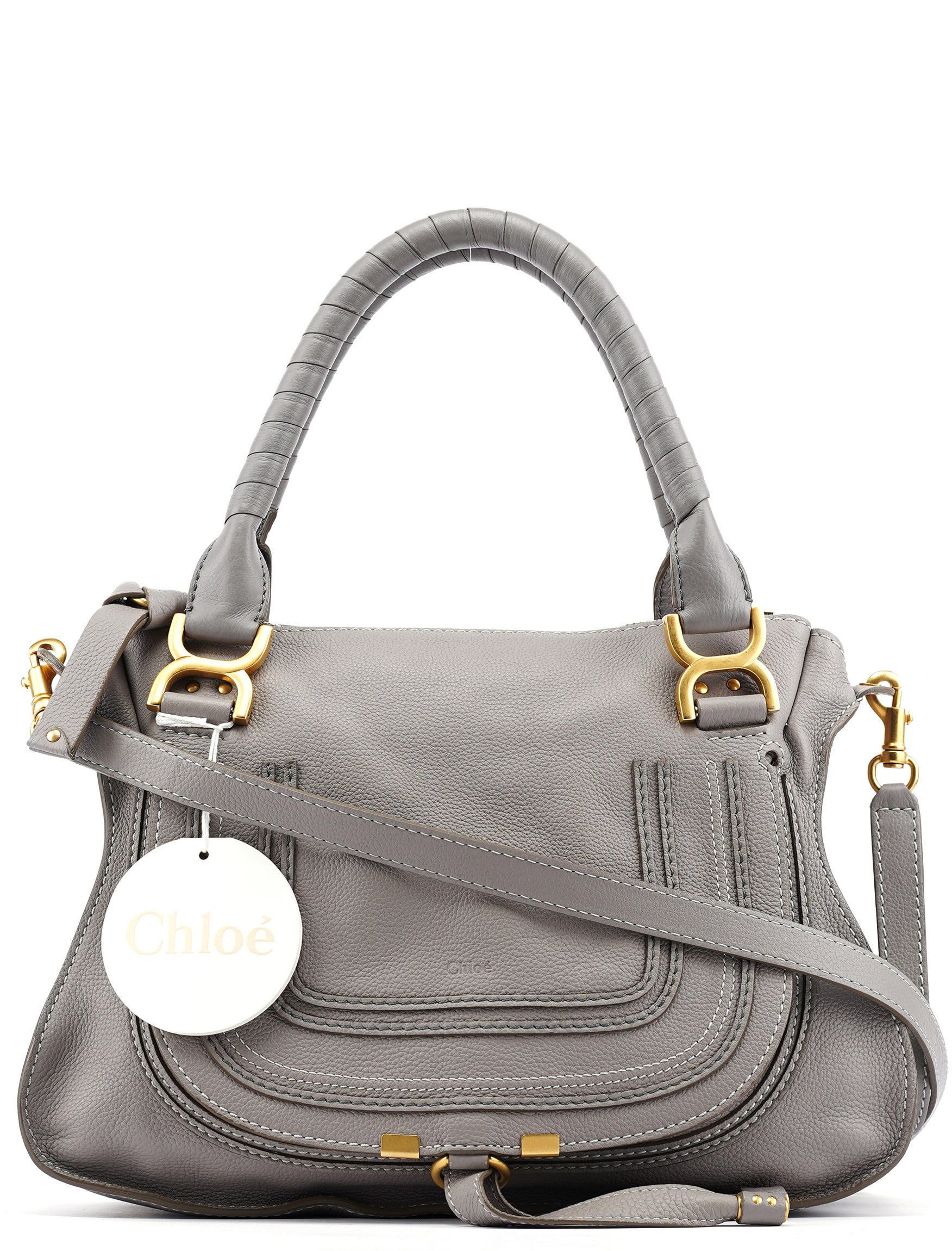 Grey Leather Marcie 2-Way Bag