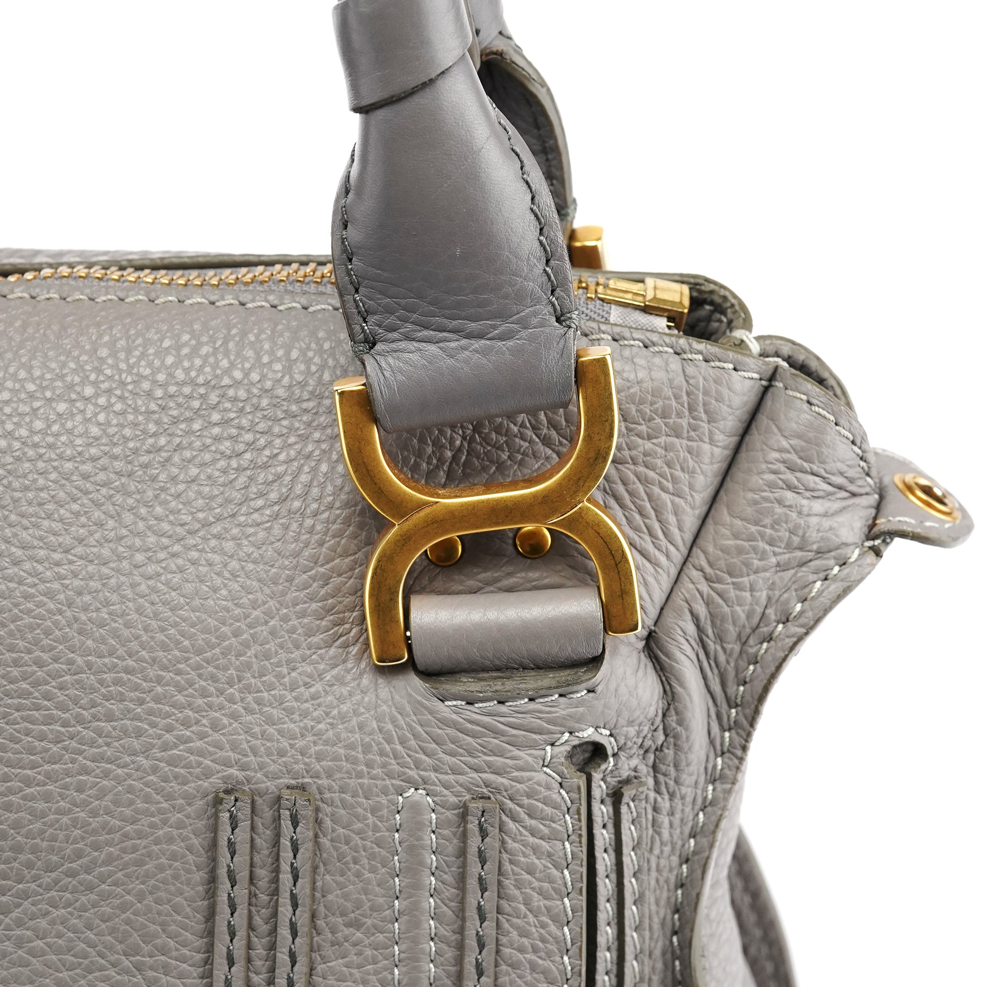 Grey Leather Marcie 2-Way Bag