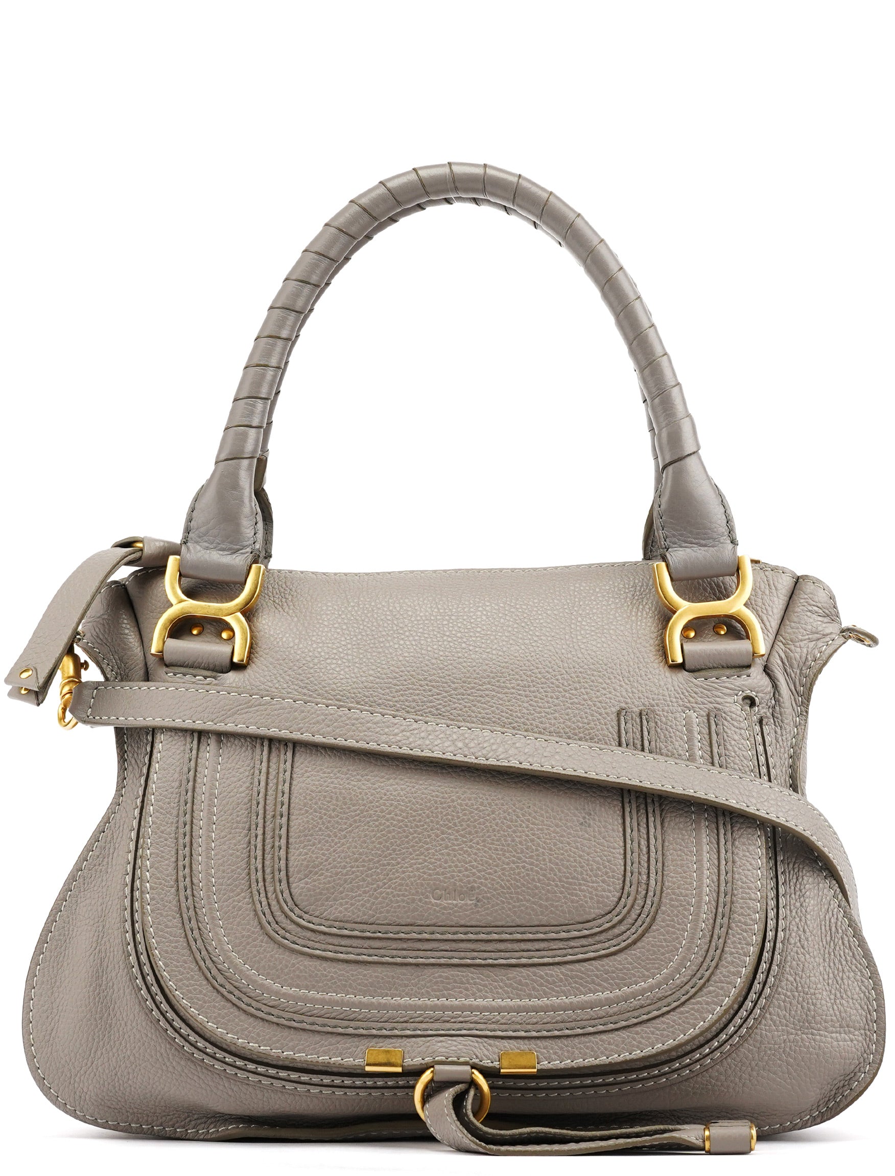 Grey Leather Marcie 2-Way Bag