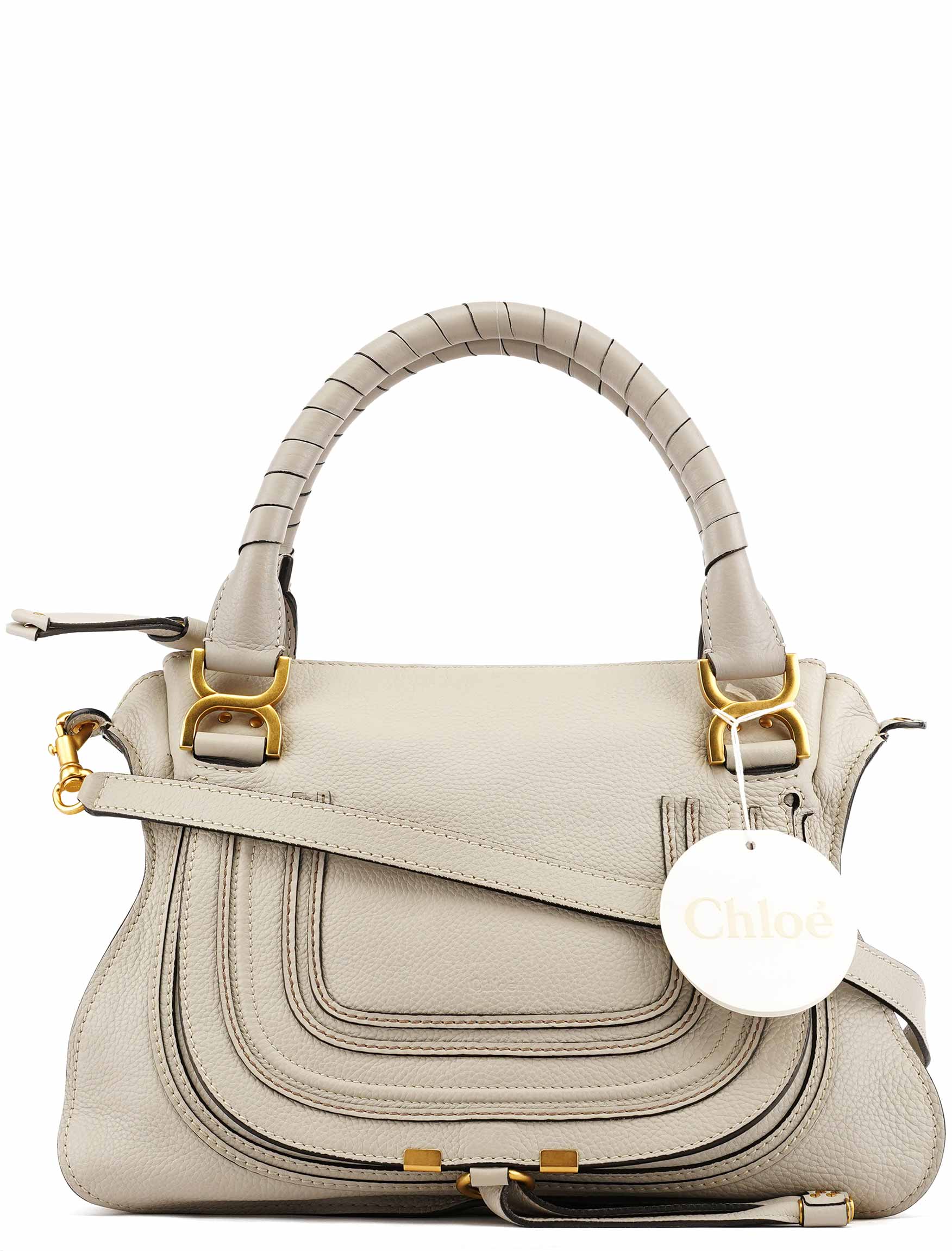 Grey Leather Marcie 2-Way Bag