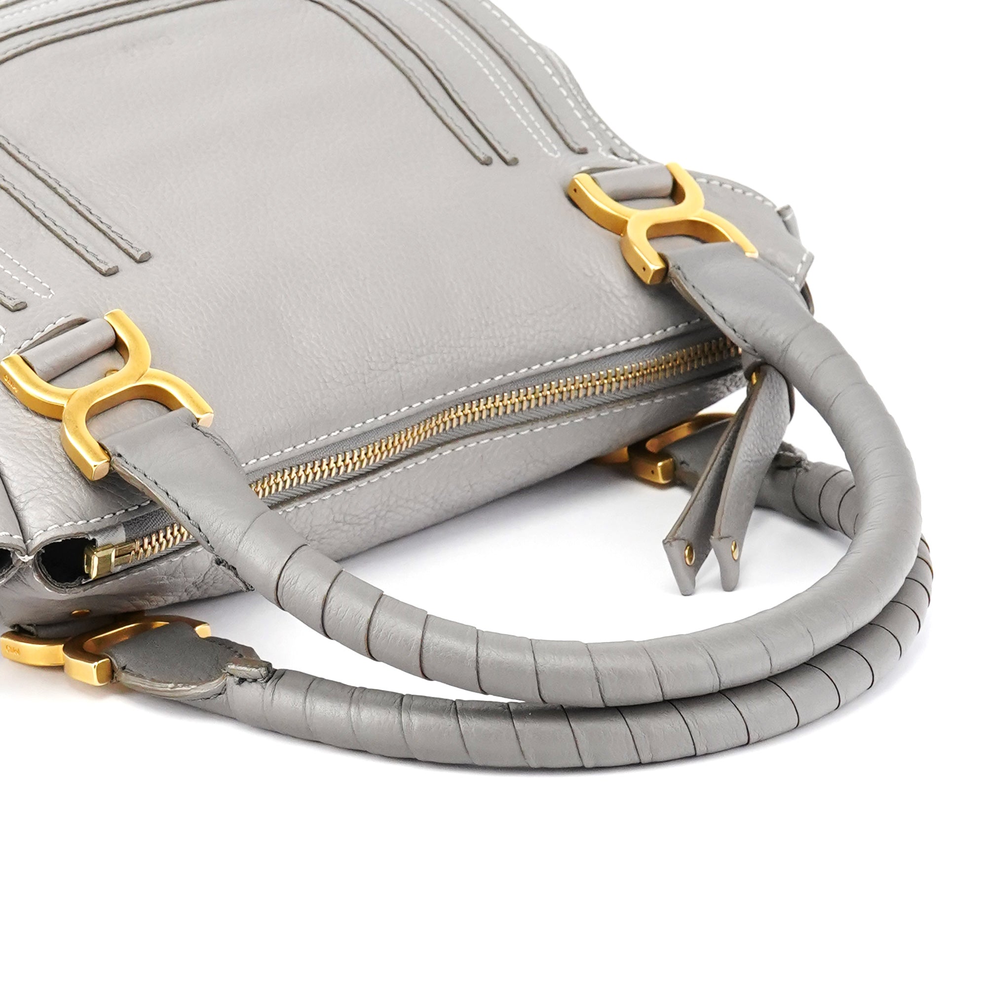 Grey Leather Marcie 2-Way Bag
