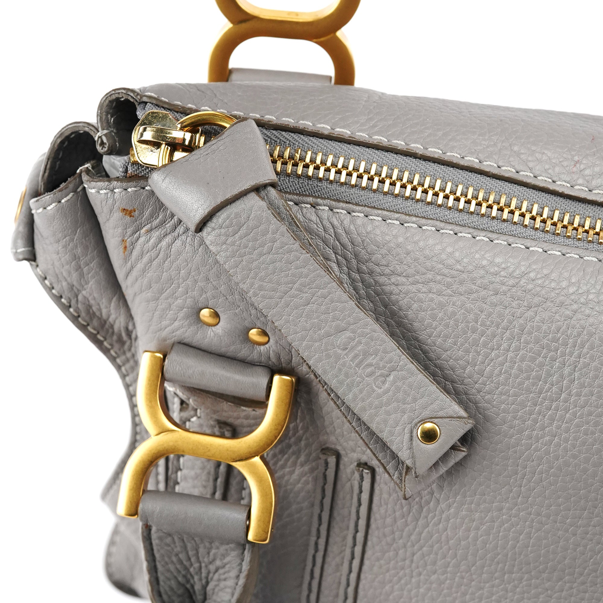 Grey Leather Marcie 2-Way Bag