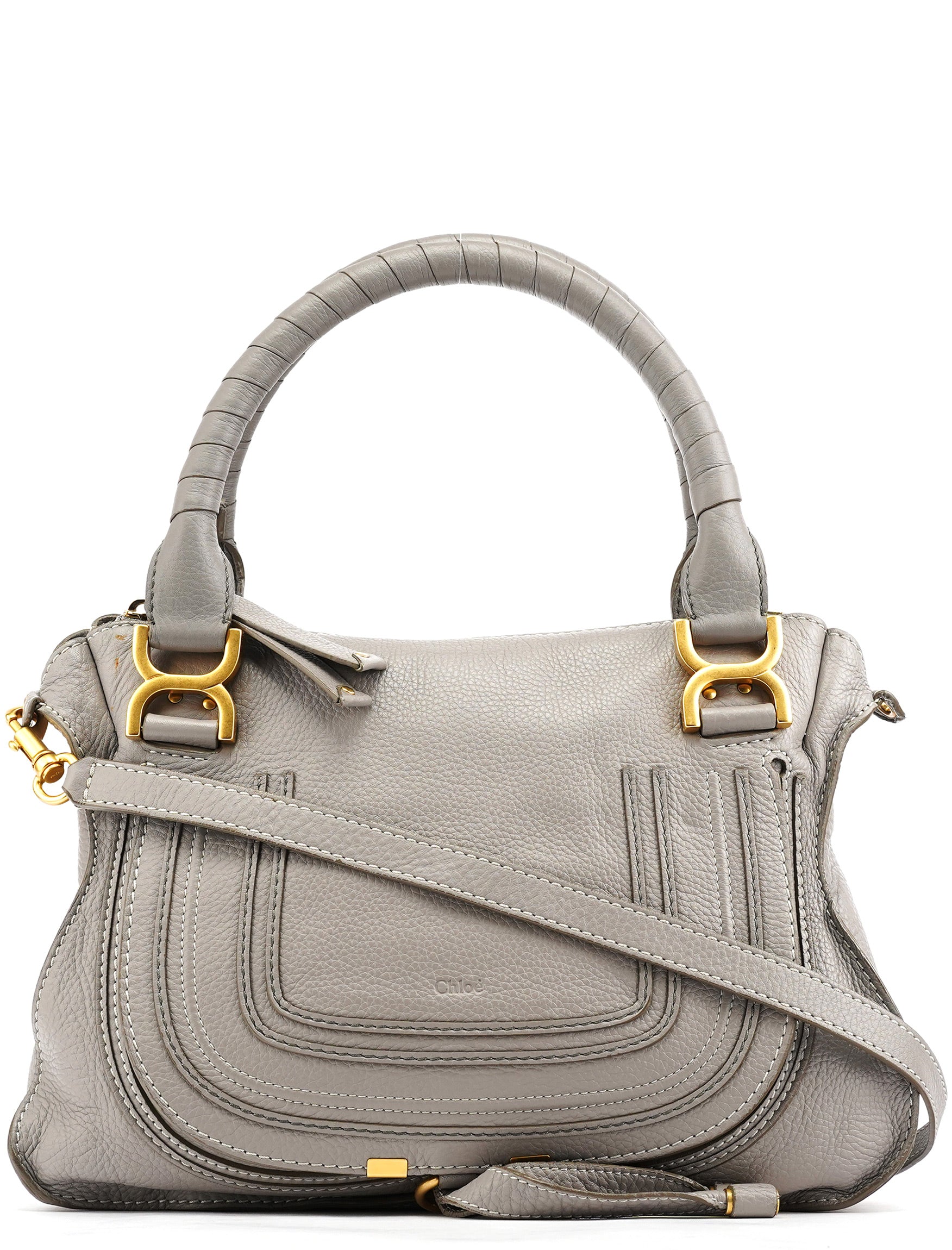 Grey Leather Marcie 2-Way Bag