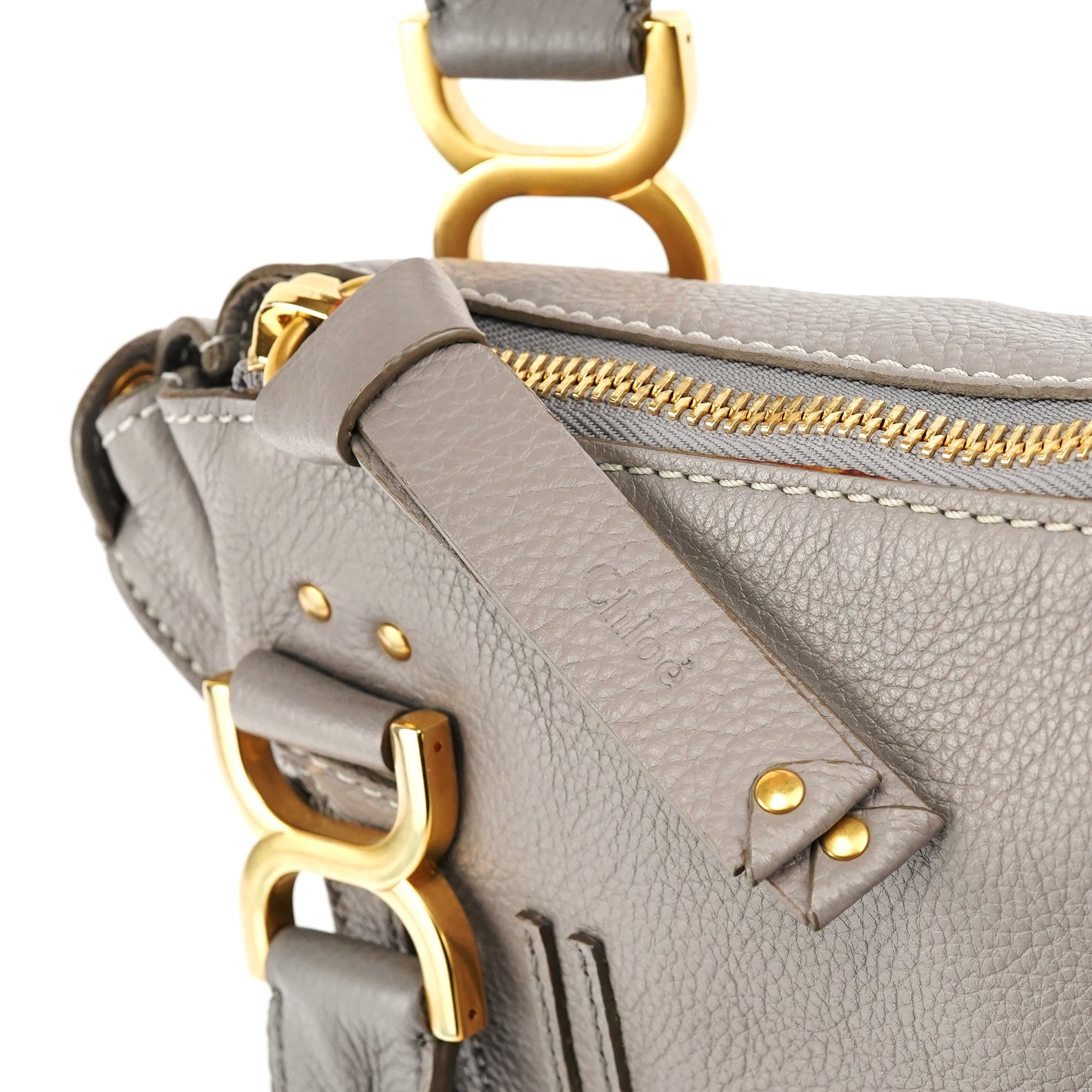 Grey Leather Marcie 2-Way Shoulder Bag
