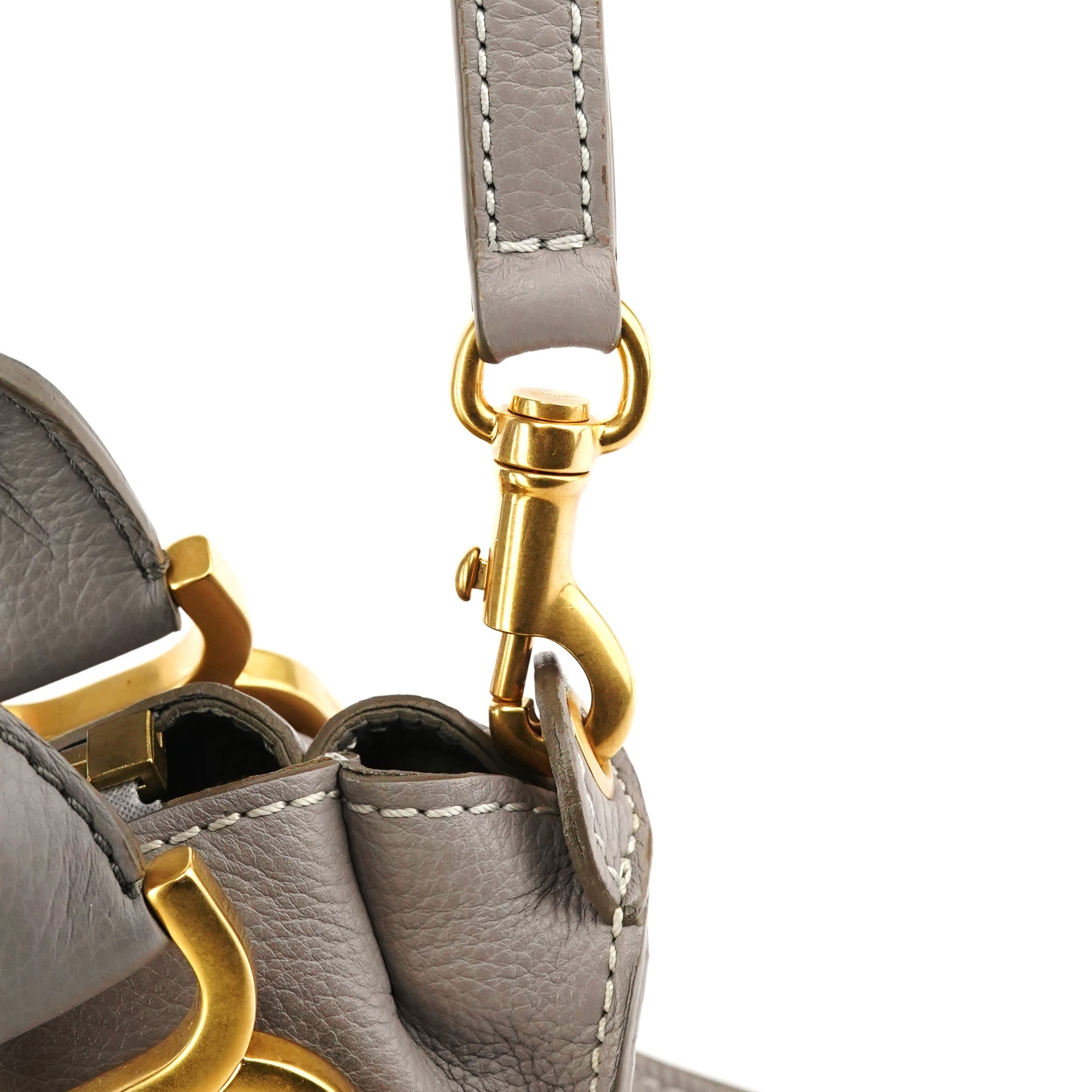 Grey Leather Marcie 2-Way Shoulder Bag