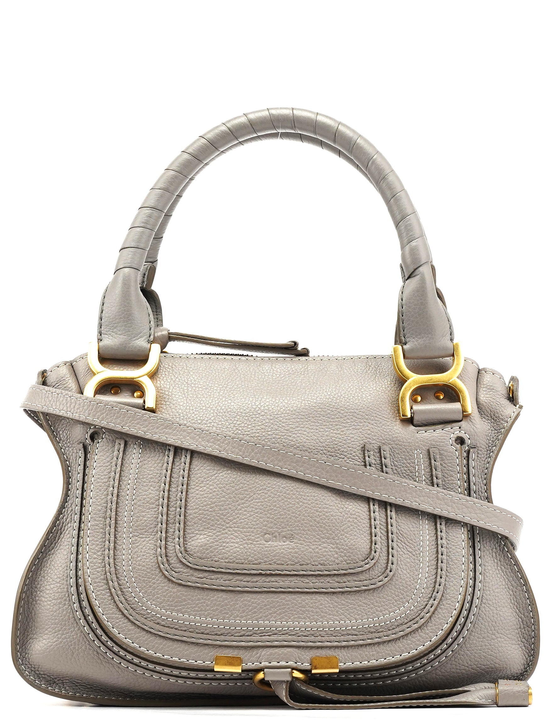 Grey Leather Marcie 2-Way Shoulder Bag