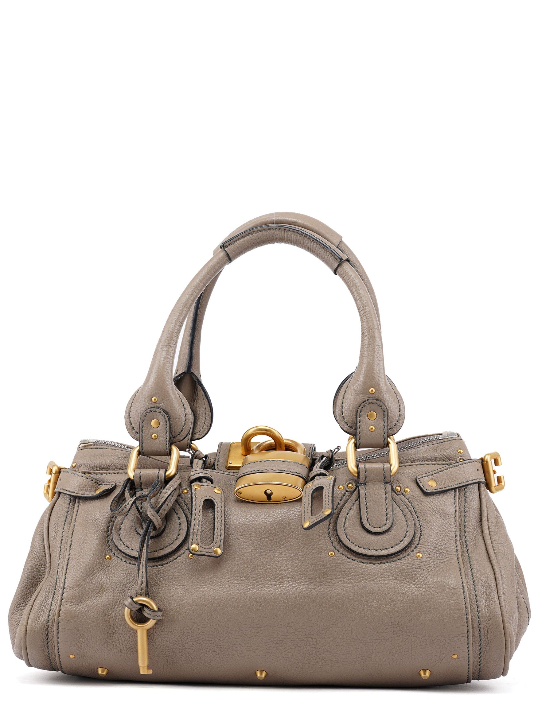 Grey Leather Paddington Shoulder Bag