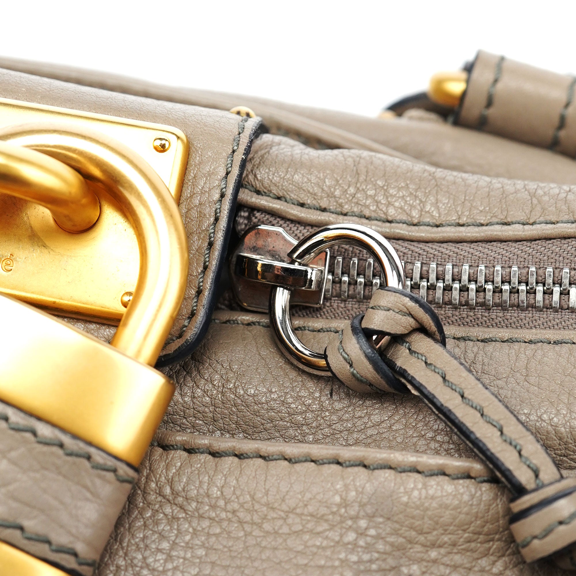 Grey Leather Paddington Shoulder Bag