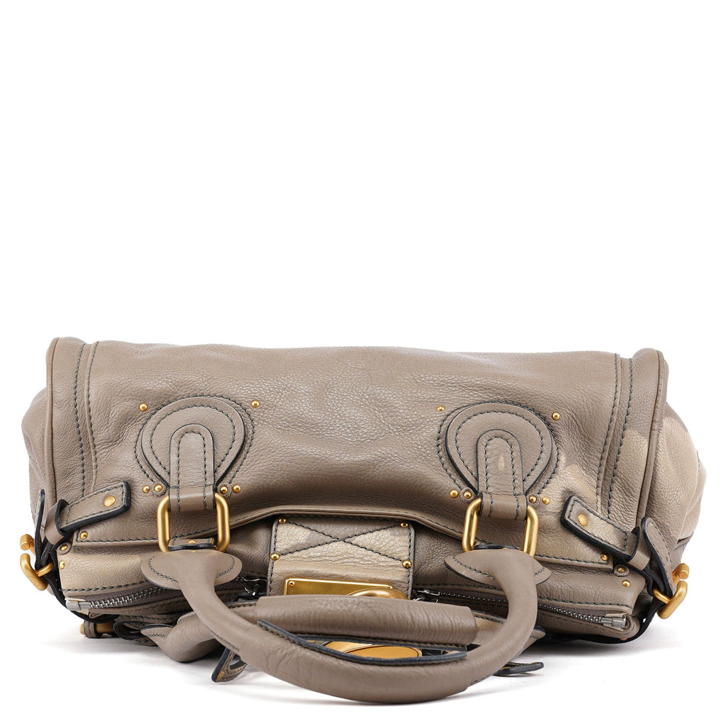Grey Leather Paddington Shoulder Bag