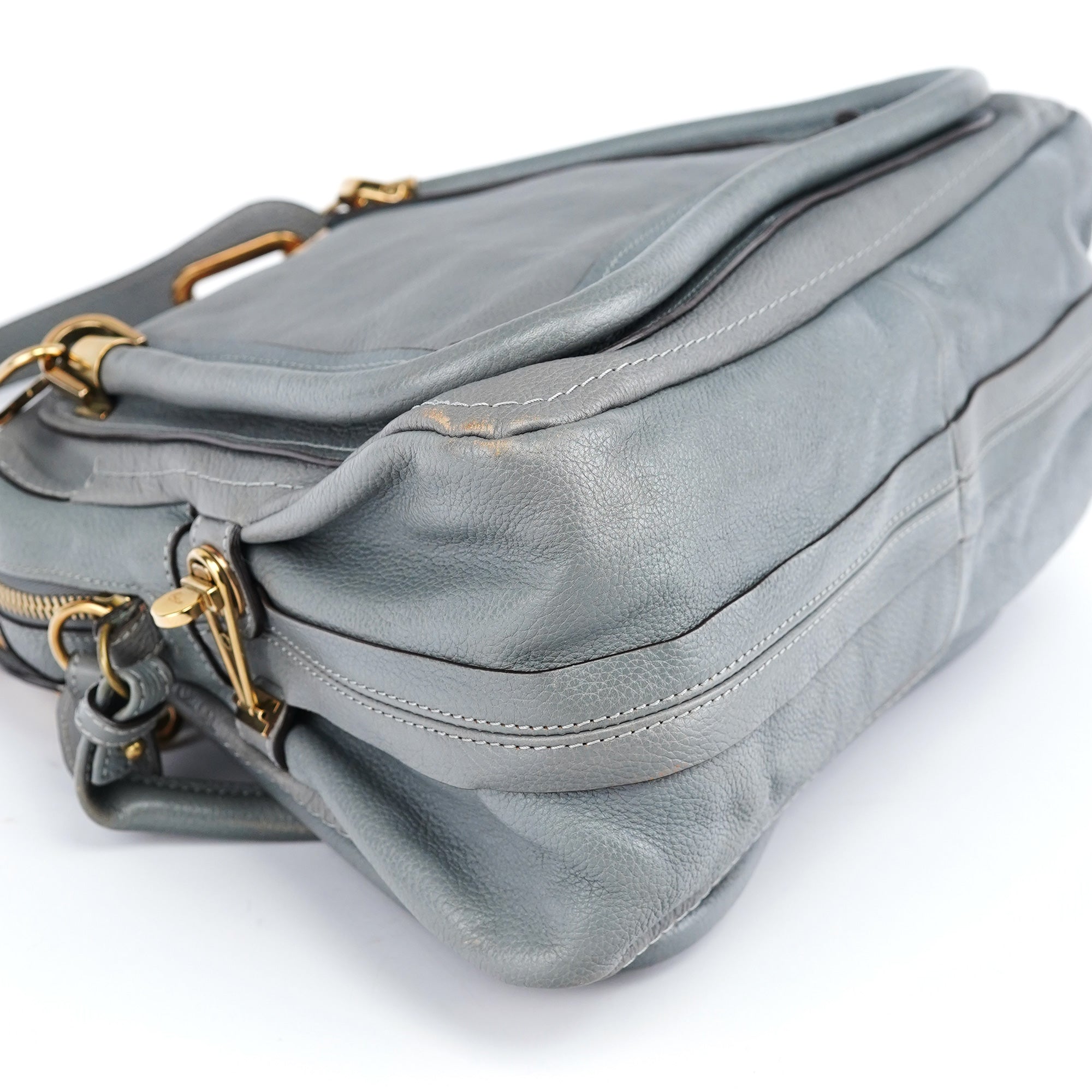 Grey Leather Paraty 2-Way Bag