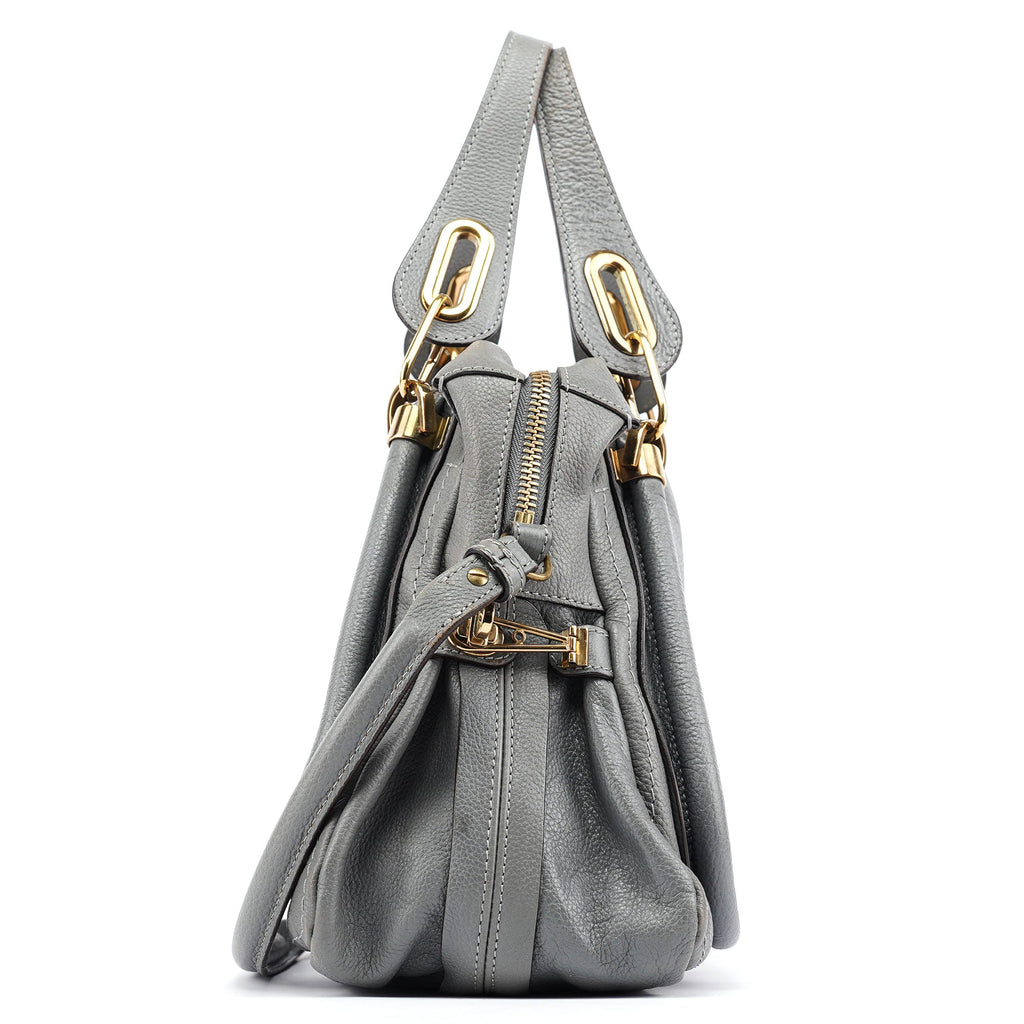 Grey Leather Paraty 2-Way Bag