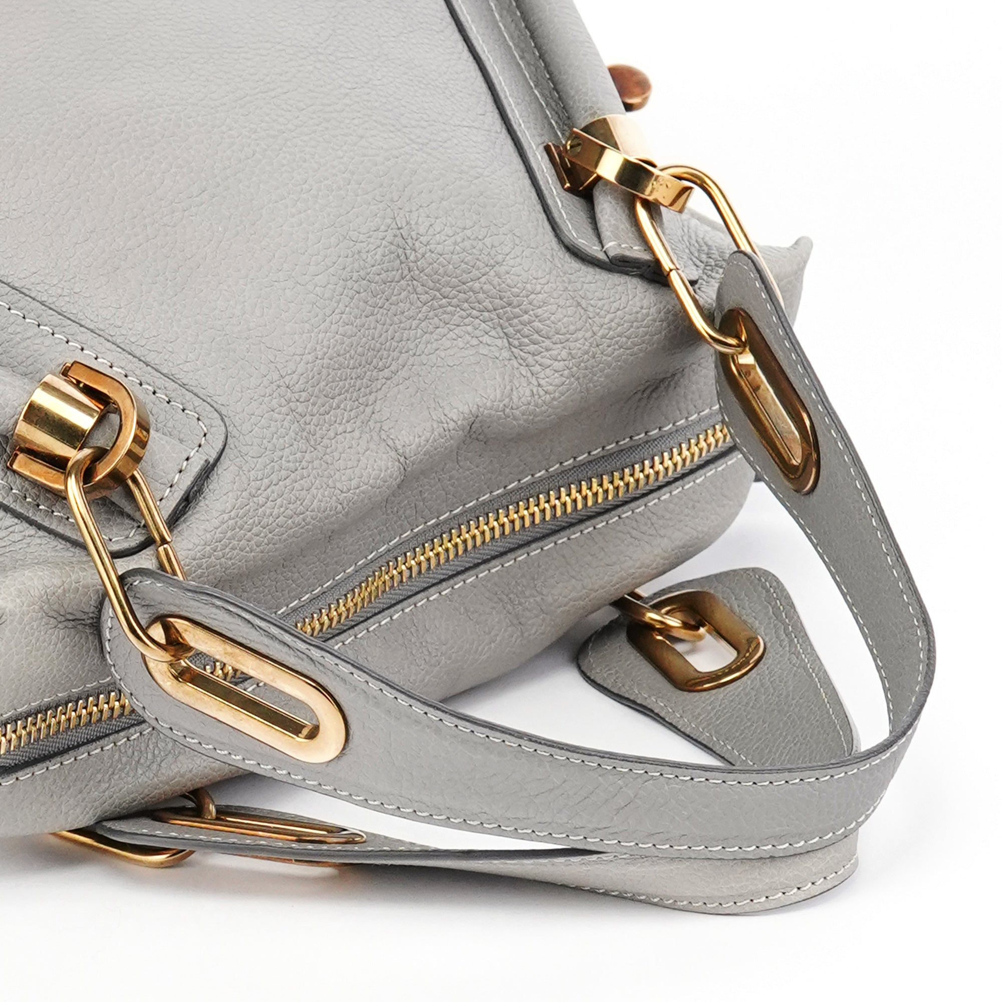 Grey Leather Paraty 2-Way Bag