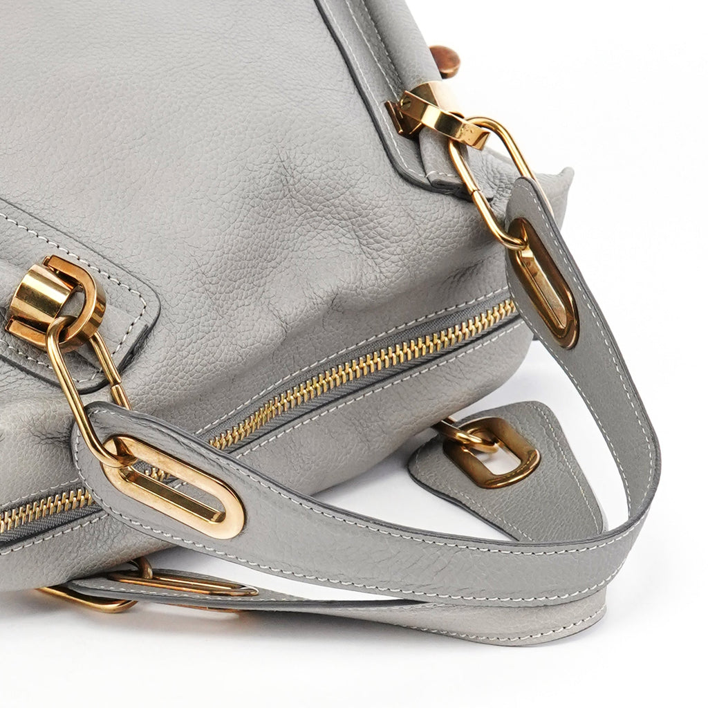 Grey Leather Paraty 2-Way Bag