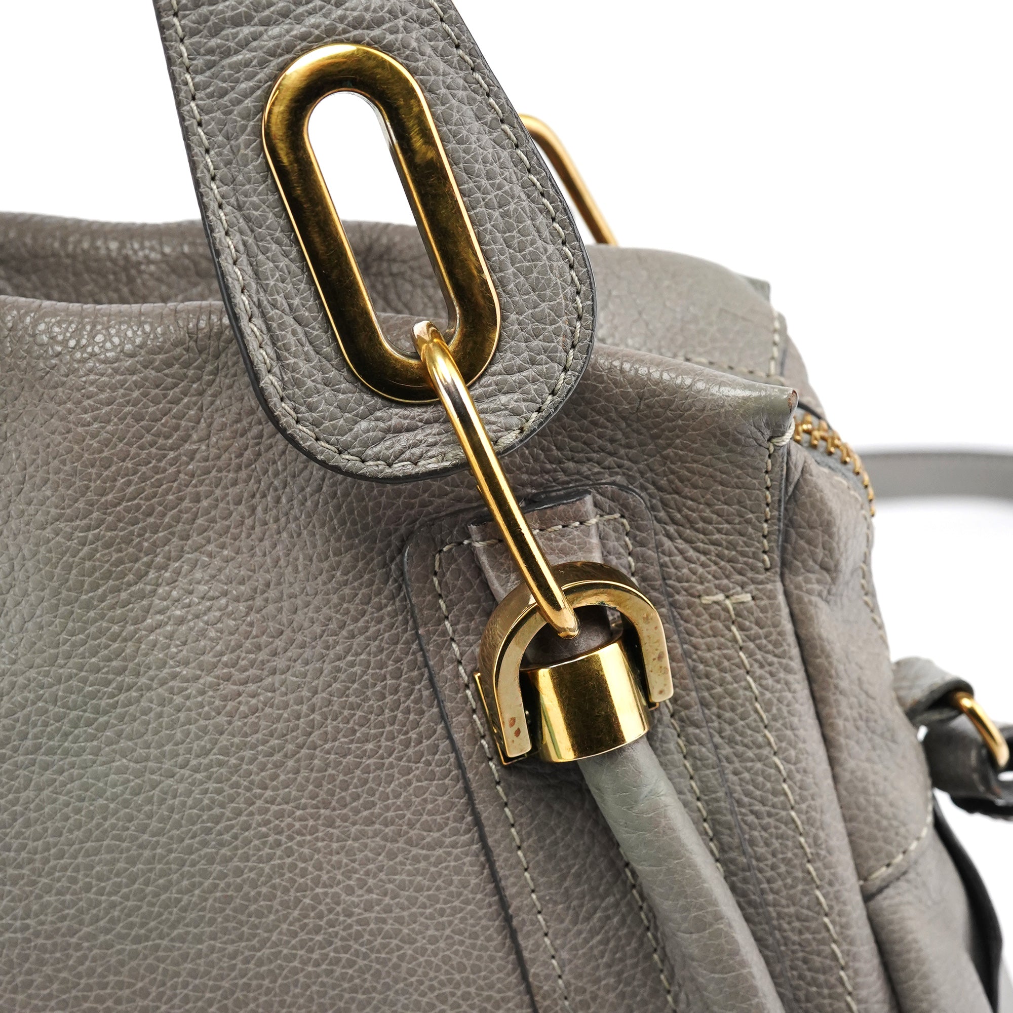 Grey Leather Paraty 2-Way Bag