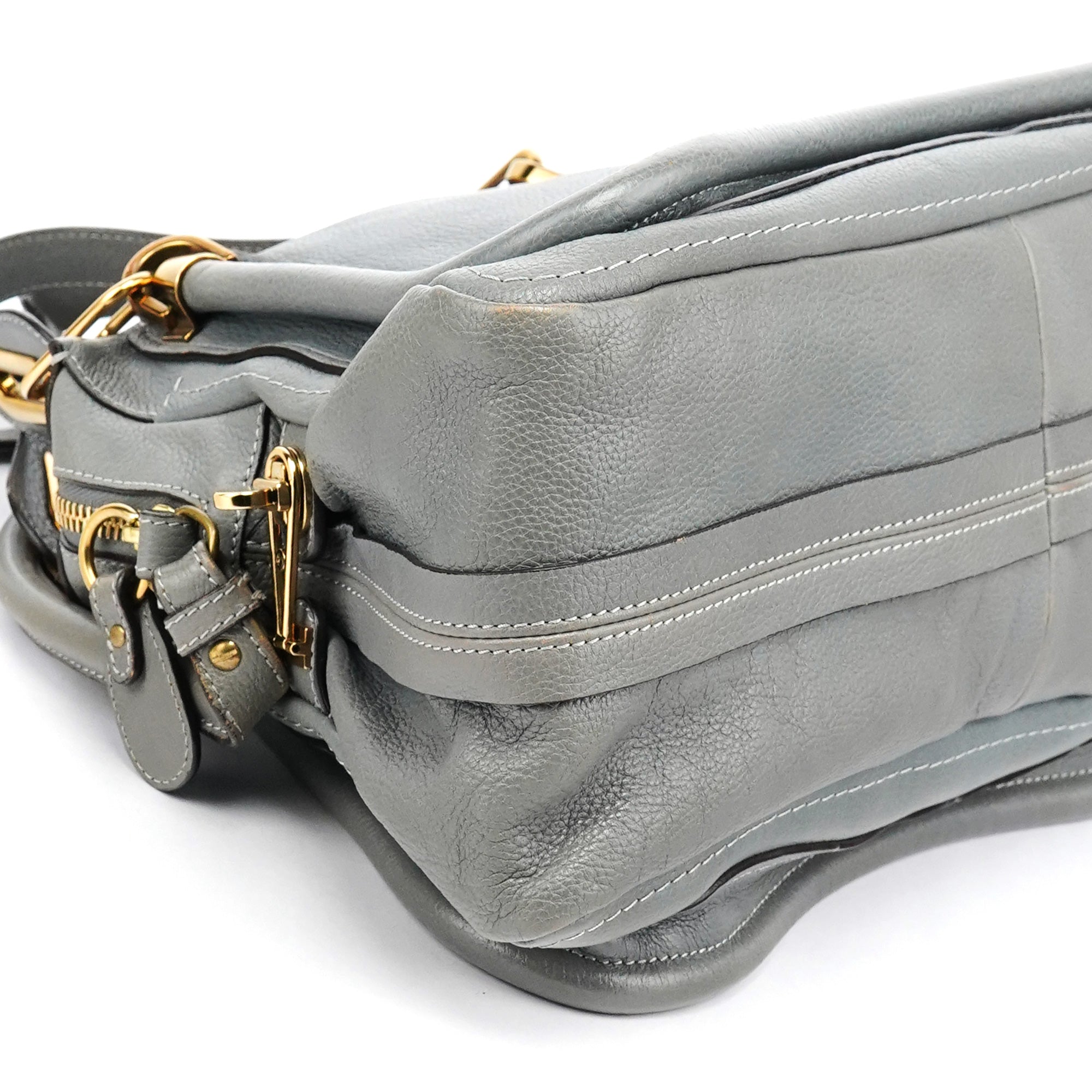 Grey Leather Paraty 2-Way Bag