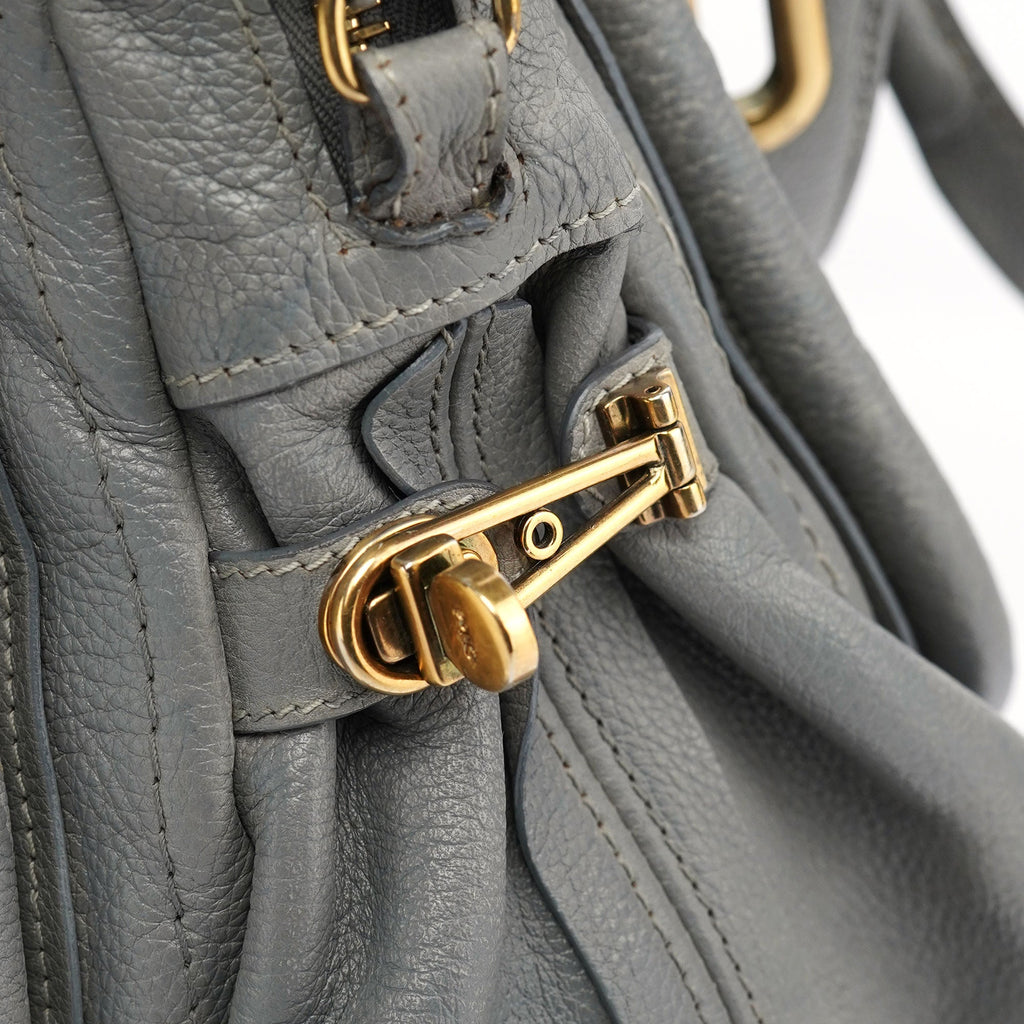 Grey Leather Paraty 2-Way Shoulder Bag