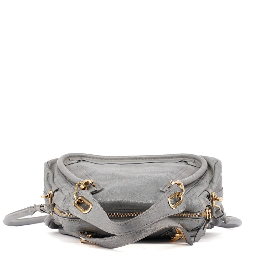Grey Leather Paraty 2-Way Shoulder Bag